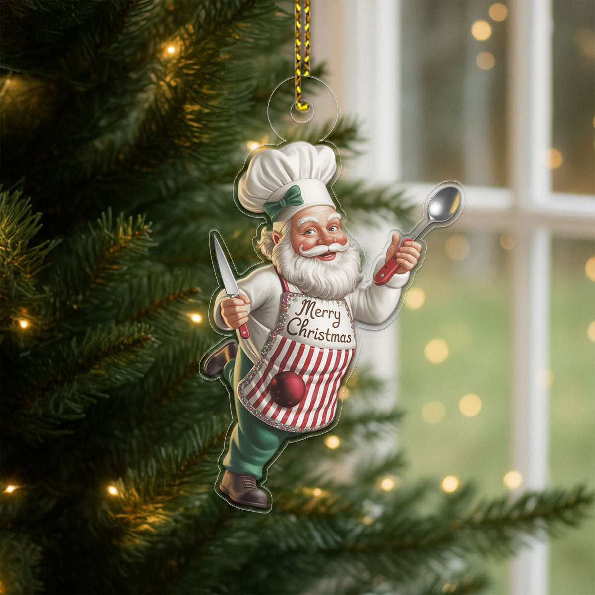 Custom Name Christmas Santa Chef Acrylic Ornament Christmas Gift