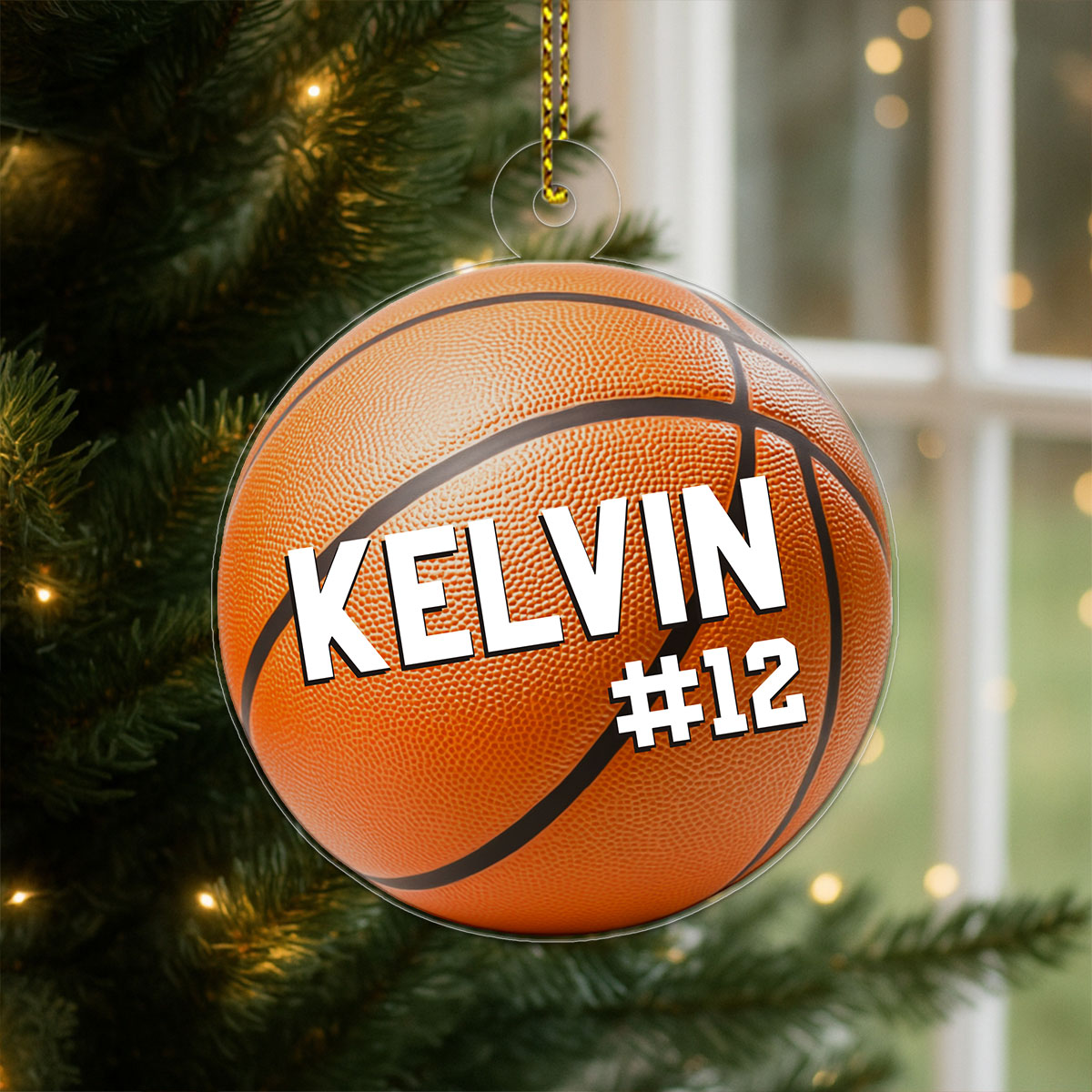 Custom Name And Number Basketball Xmas Acrylic Ornament Christmas Gift