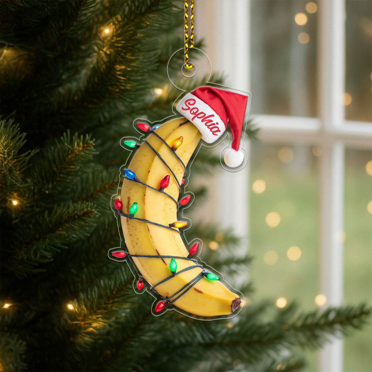 Custom Name Banana Santa Acrylic Ornament Christmas Gift