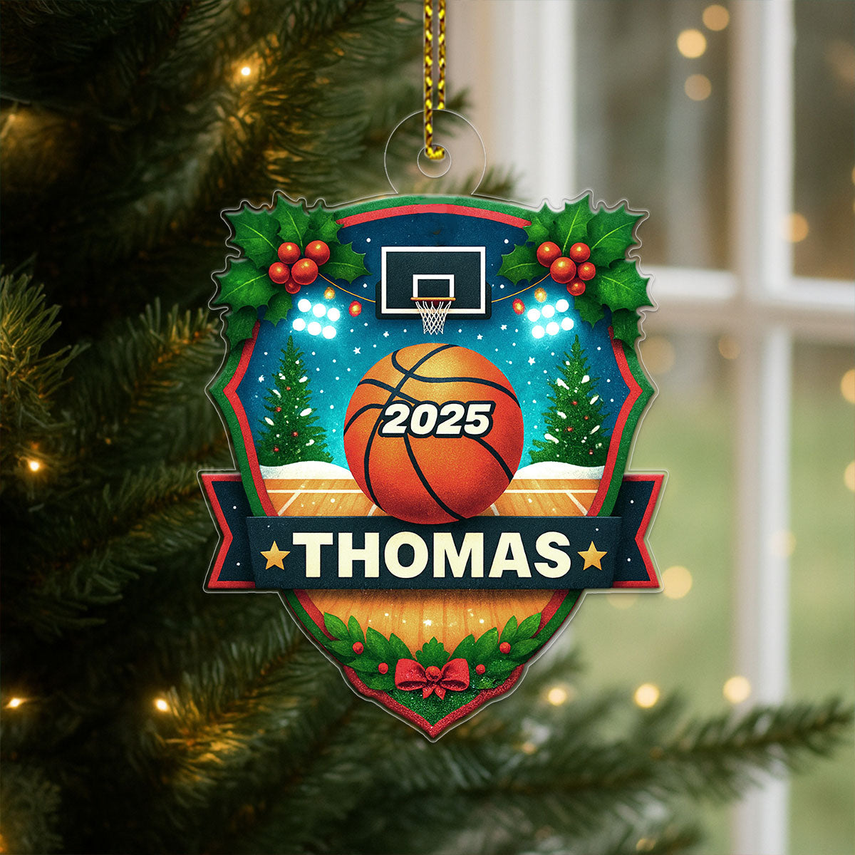 Custom Name Basketball Xmas Acrylic Ornament Christmas Gift