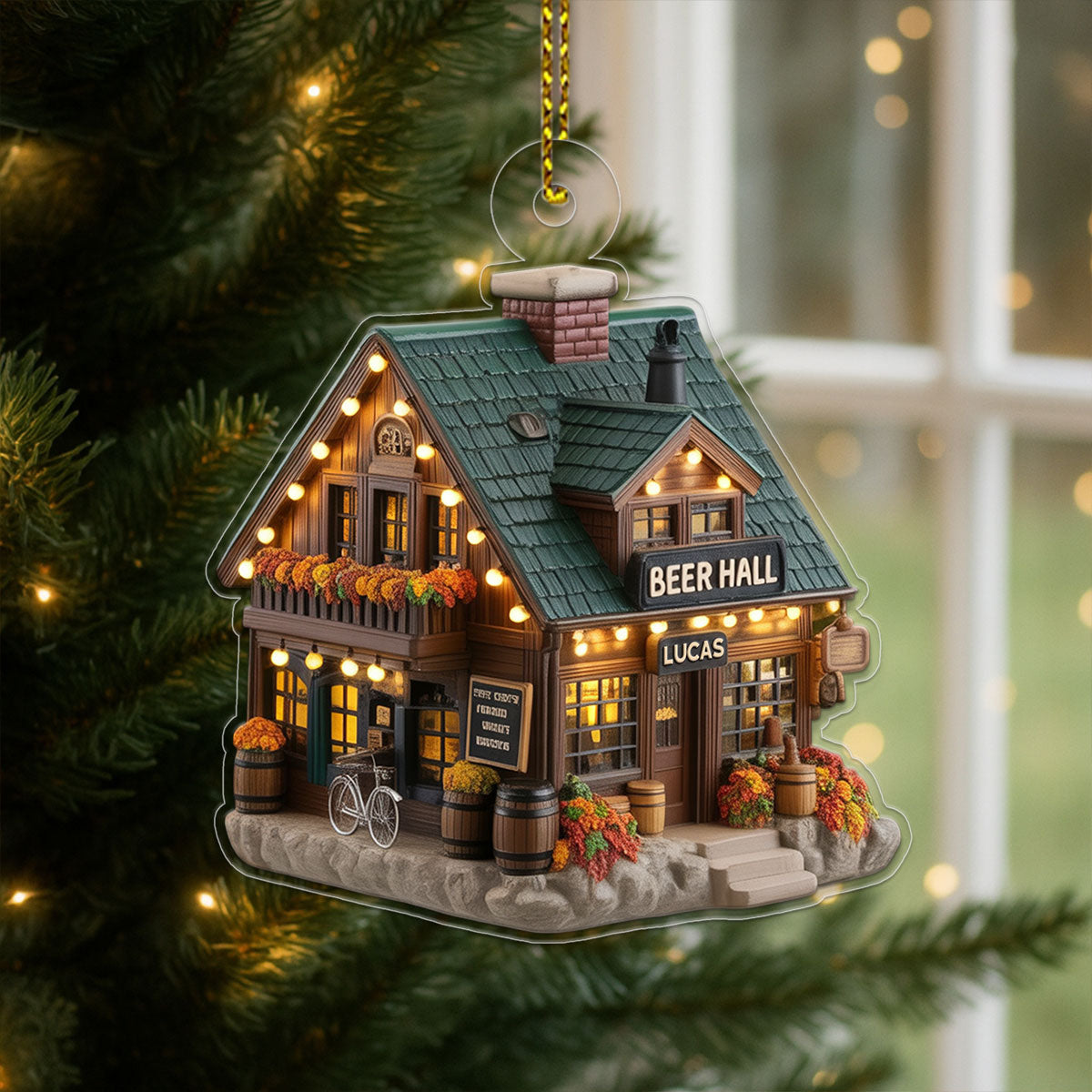 Custom Name Beer Hall Acrylic Ornament Christmas Gift