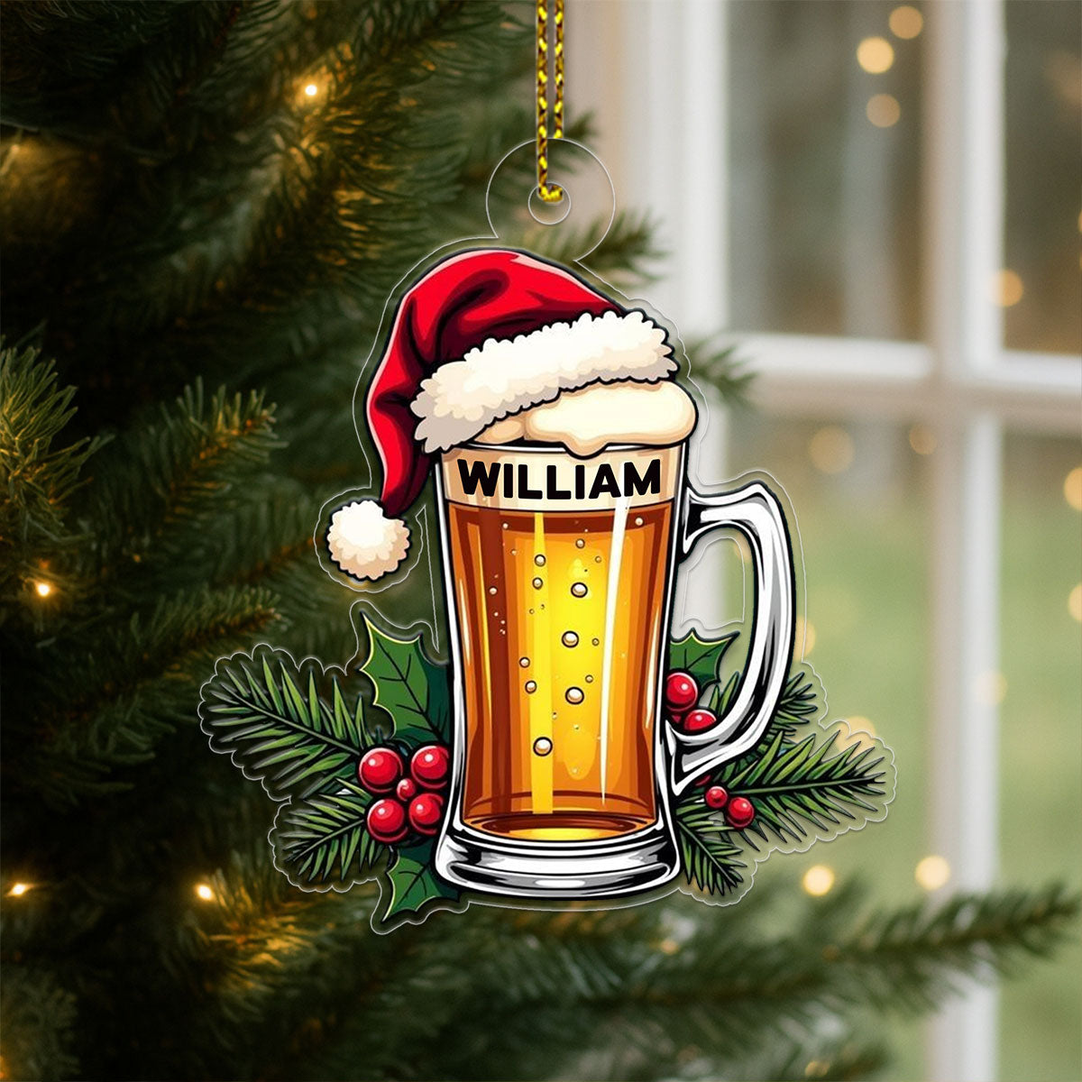Custom Name Beer Lover Xmas Acrylic Ornament Christmas Gift