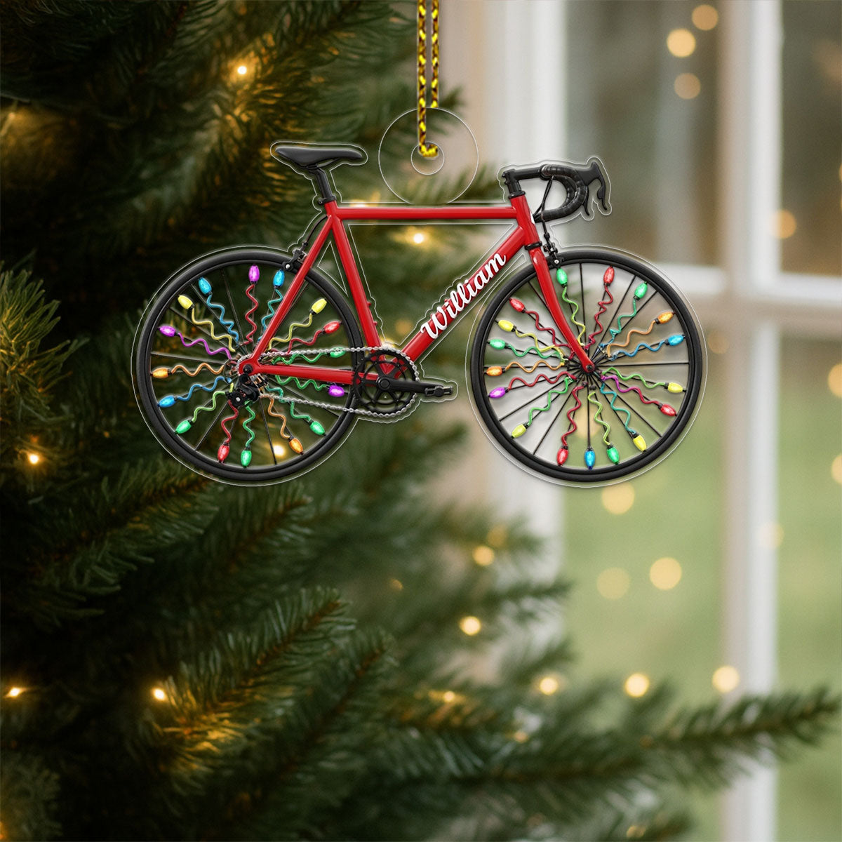 Custom Name Bicycle Xmas Acrylic Ornament Christmas Gift