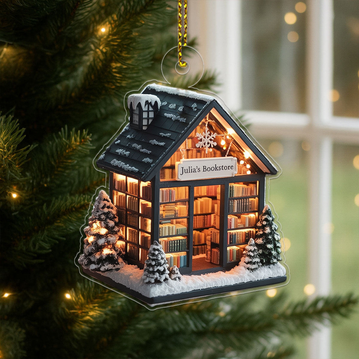 Custom Name Bookstore For Reader Acrylic Ornament Christmas Gift