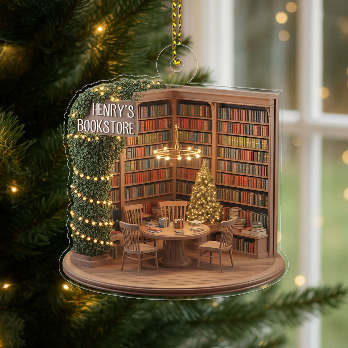 Custom Name Bookstore Xmas Acrylic Ornament Christmas Gift