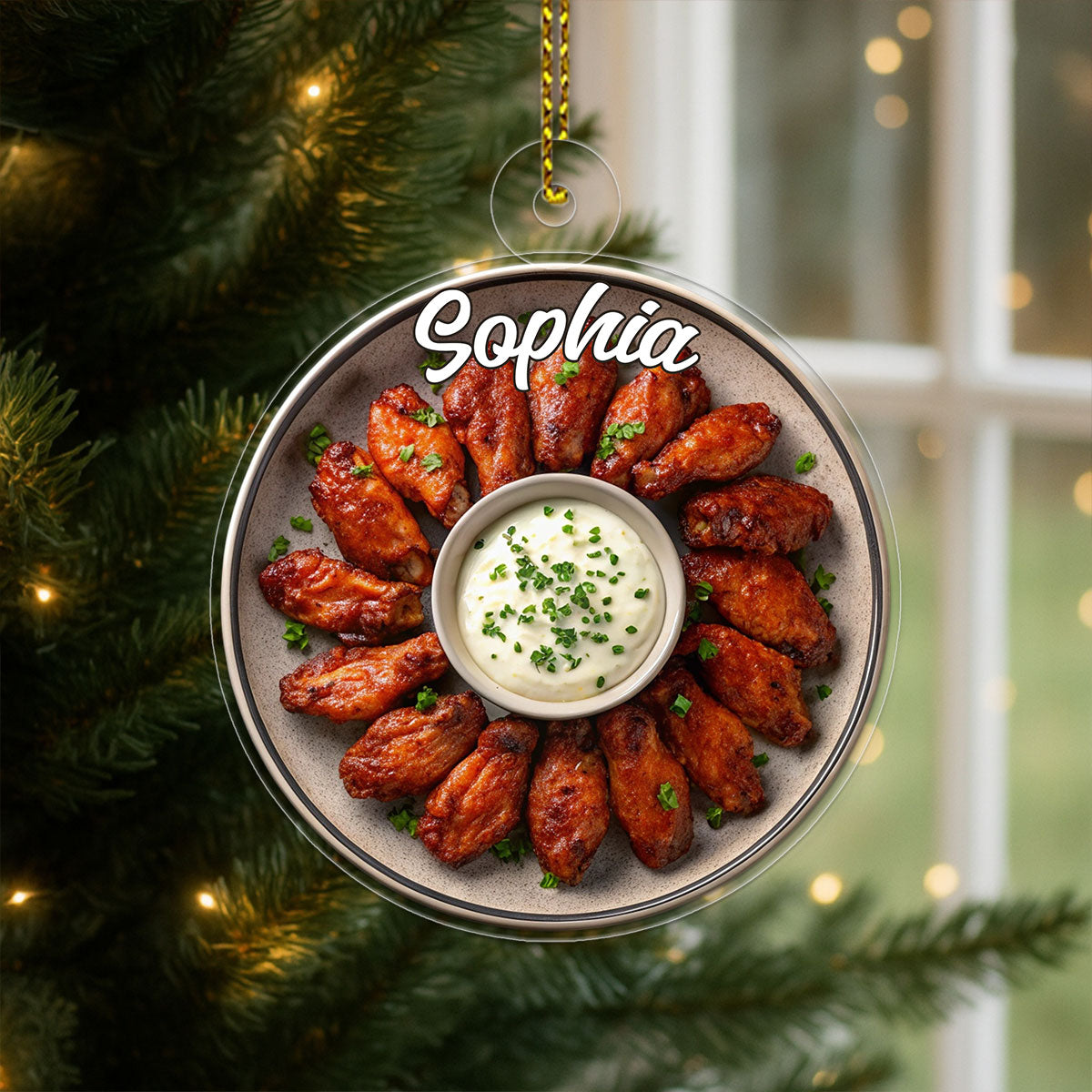 Custom Name Buffalo Chicken Wings Acrylic Ornament Christmas Gift