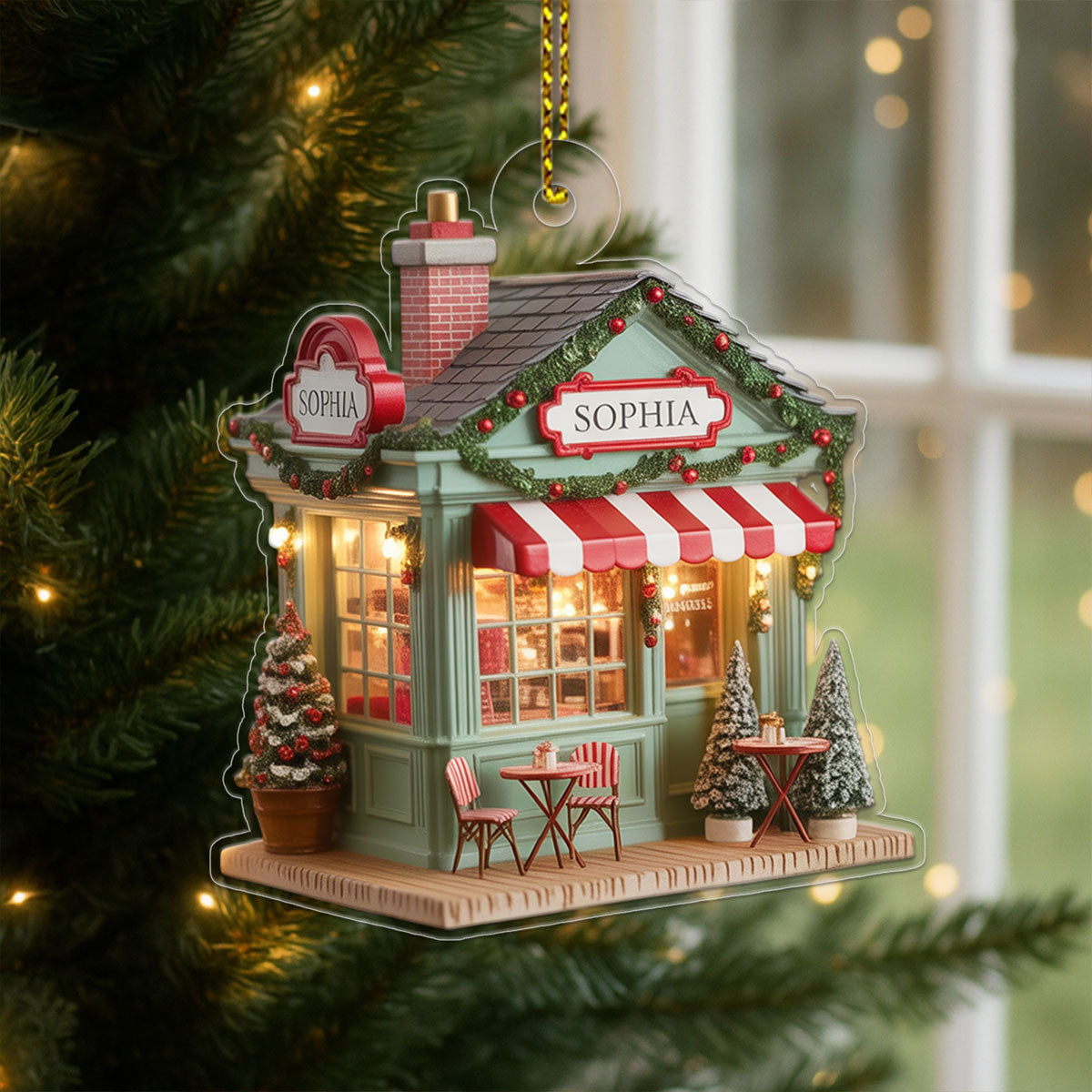 Custom Name Coffee Store Acrylic Ornament Christmas Gift