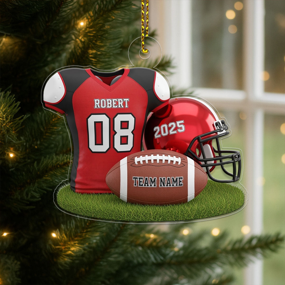 Custom Name Football Player Uniform Acrylic Ornament Christmas Gift