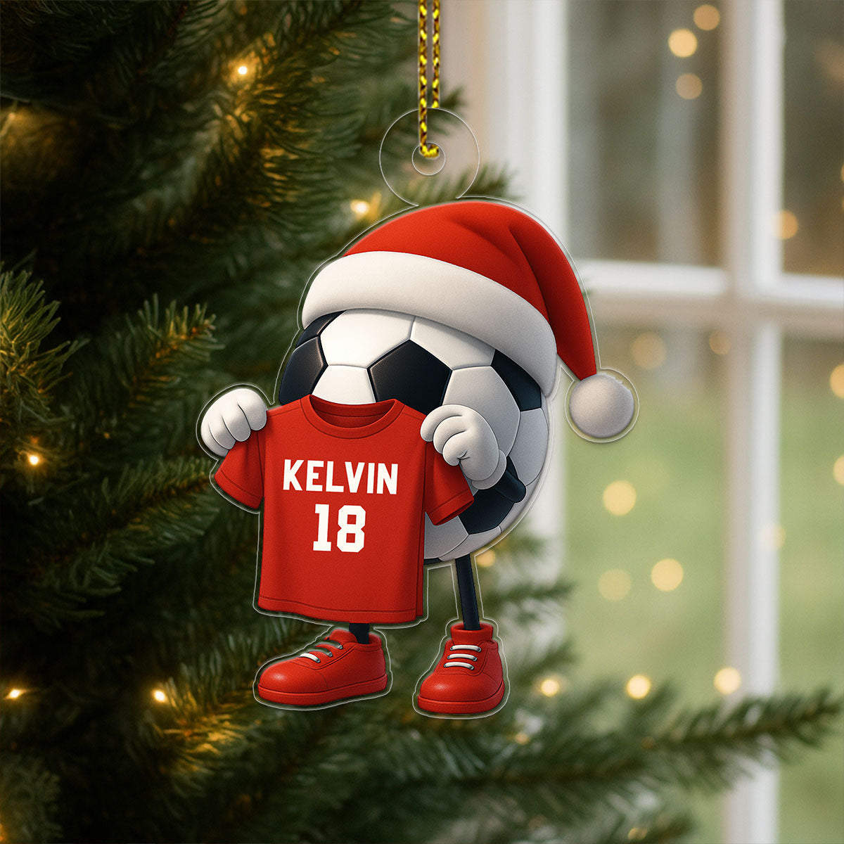 Custom Name Soccer Christmas Acrylic Ornament Christmas Gift