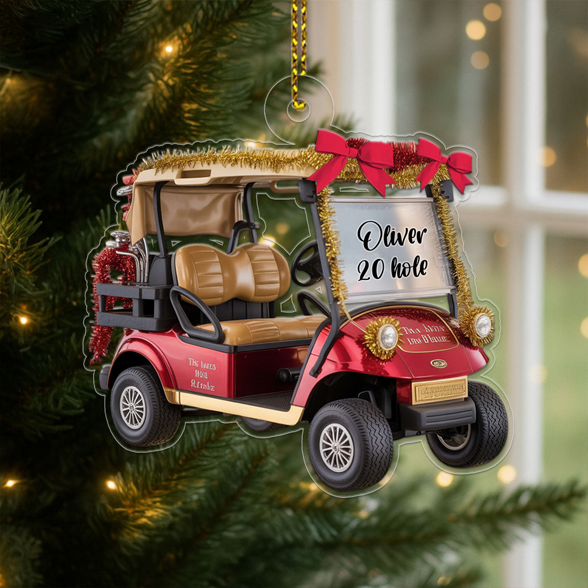 Custom Name Golf Car Christmas Acrylic Ornament Christmas Gift