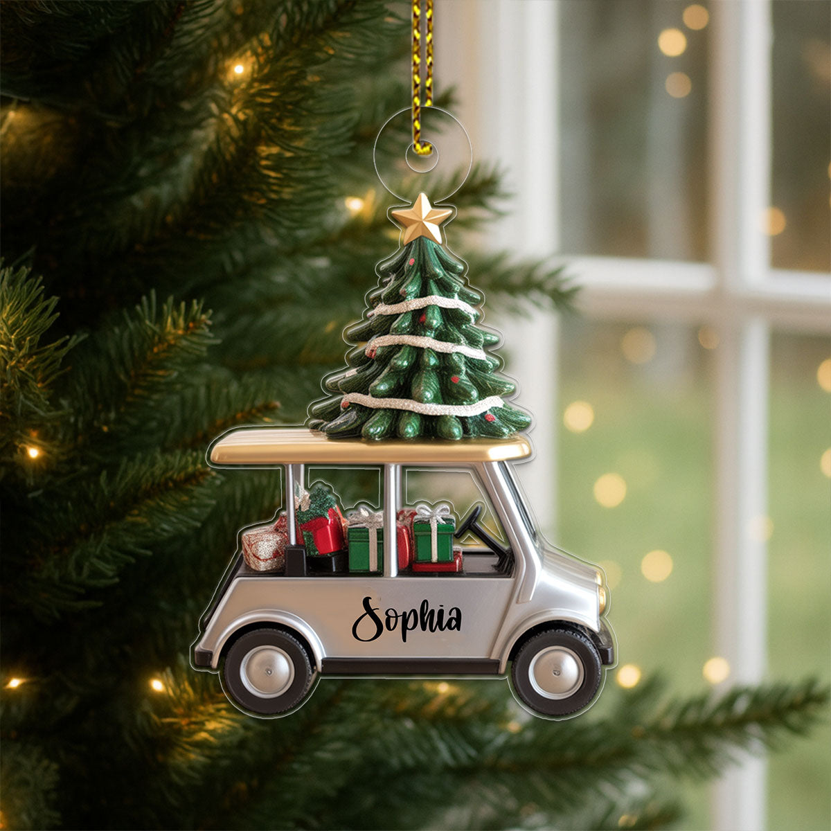 Custom Name Golf Cart For Sport Lover Acrylic Ornament Christmas Gift