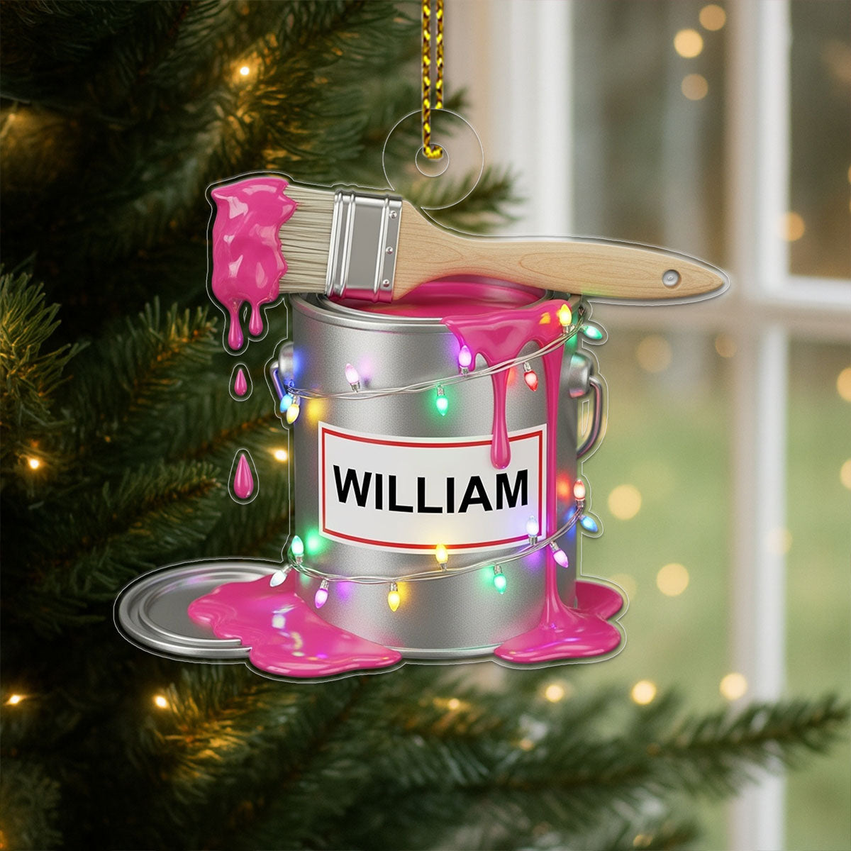 Custom Name Paint Bucket for Painters Acrylic Ornament Christmas Gift
