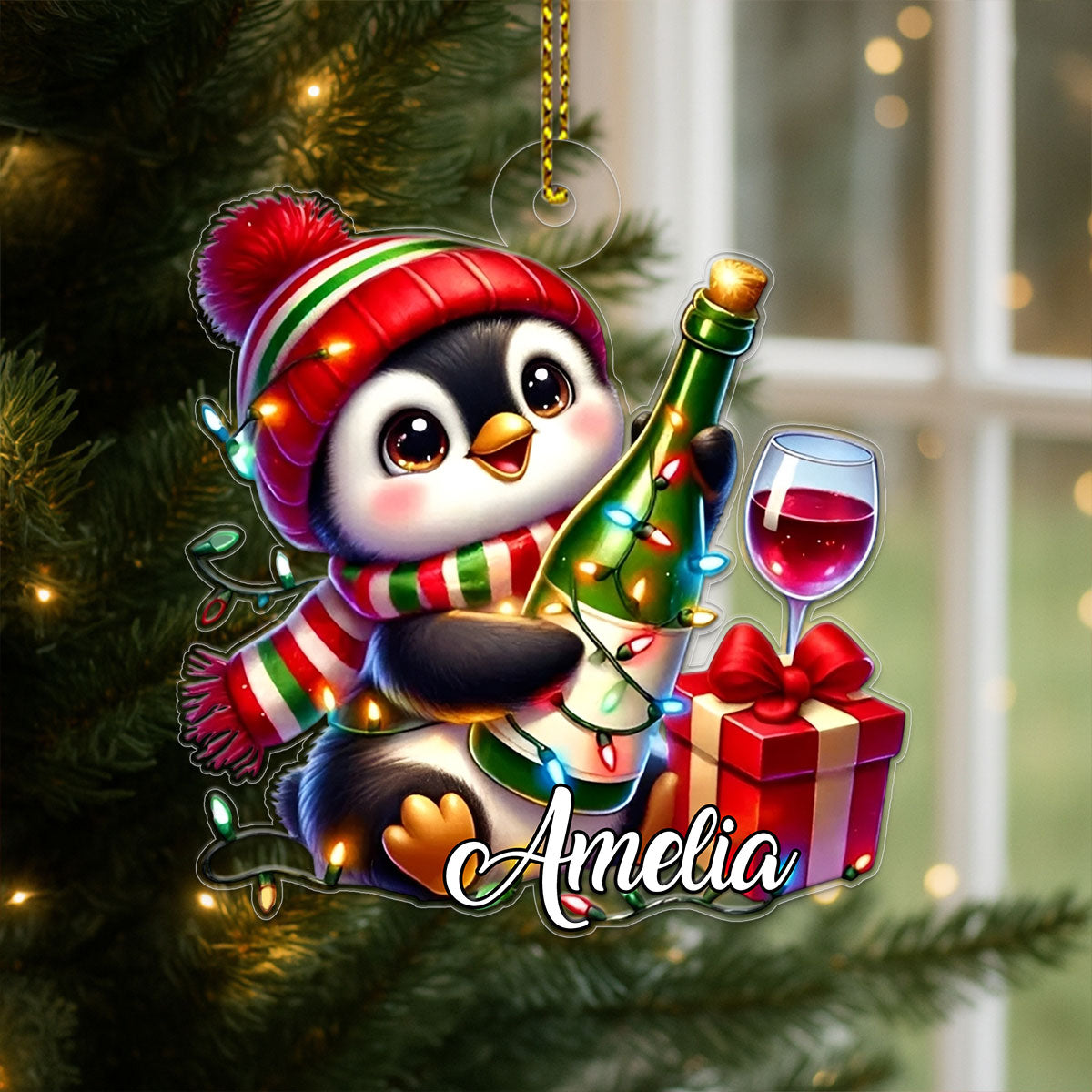 Custom Name Penguin Wine Lover