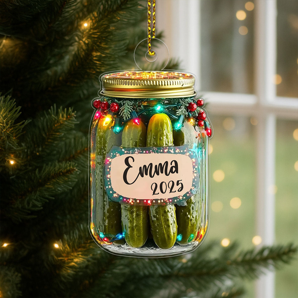 Custom Name Pickle Jar Christmas Acrylic Ornament Christmas Gift