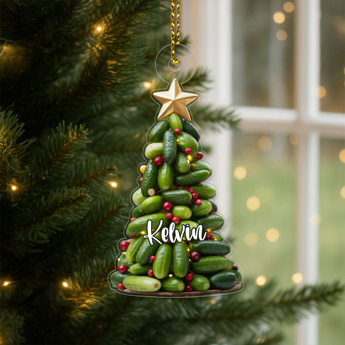 Custom Name Pickle Xmas Tree Acrylic Ornament Christmas Gift