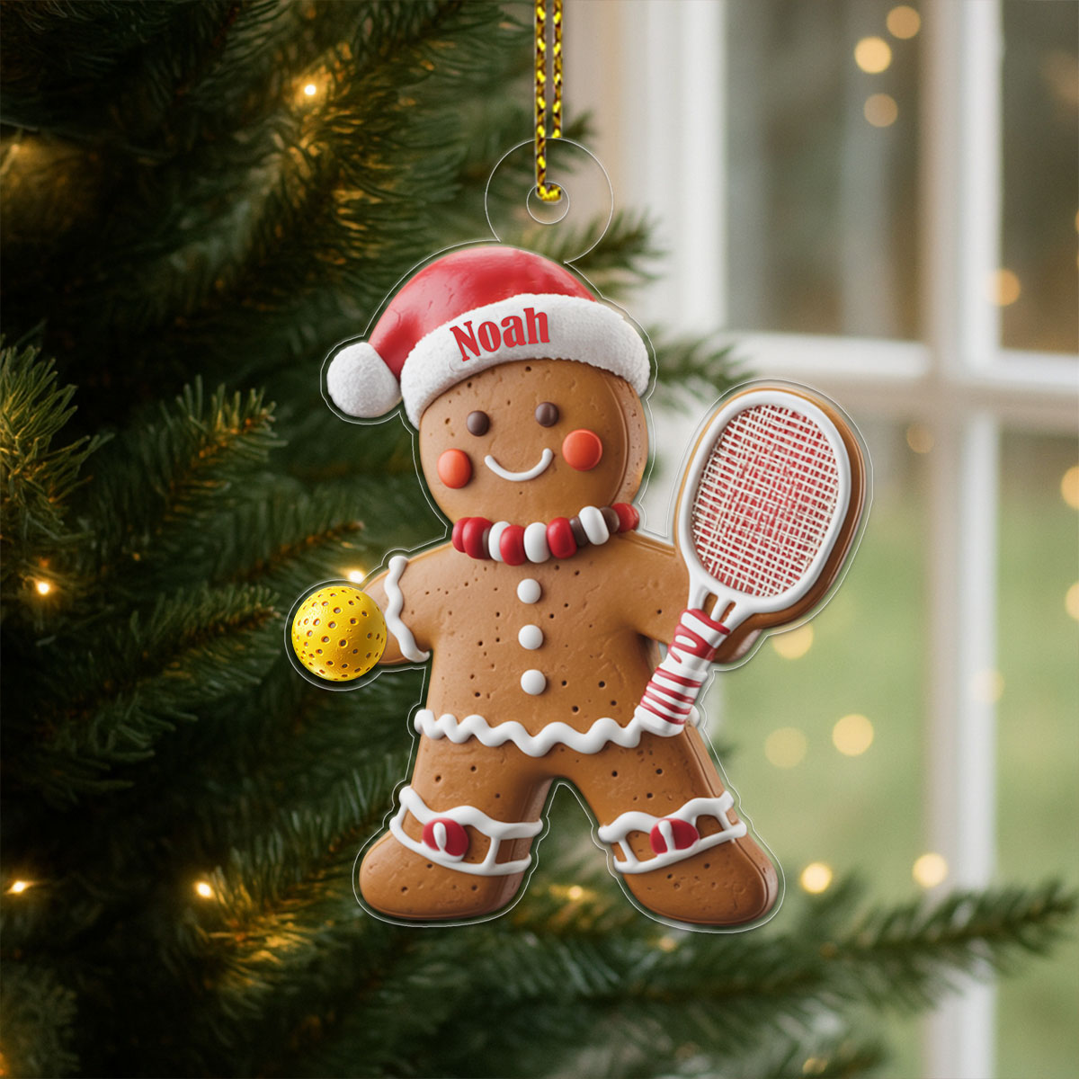 Custom Name Pickleball Gingerbread Acrylic Ornament Christmas Gift