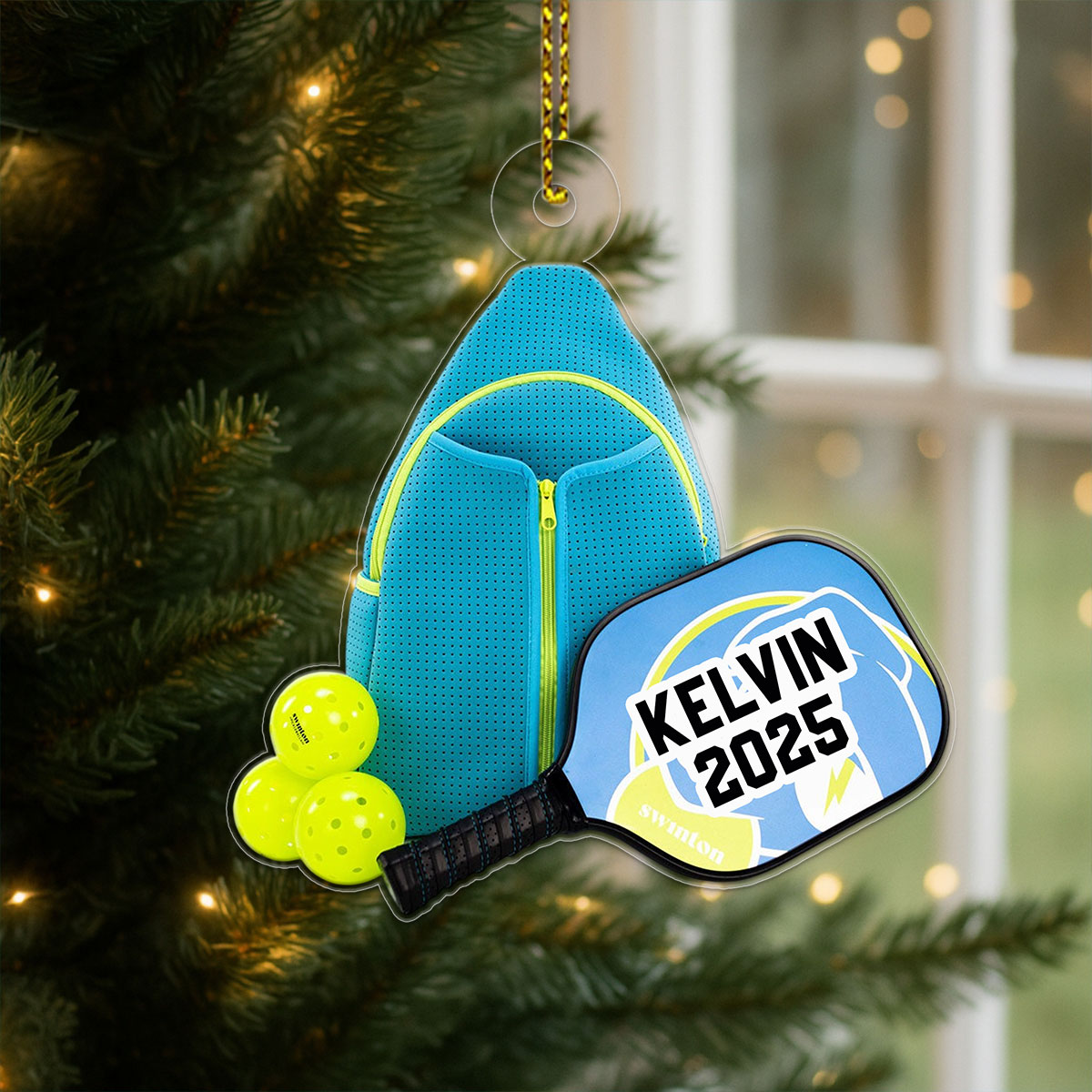 Custom Name Pickleball Player Acrylic Ornament Christmas Gift