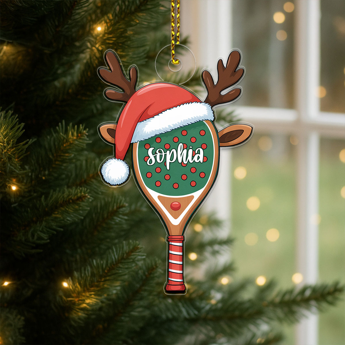 Custom Name Pickleball Racket Xmas Acrylic Ornament Christmas Gift