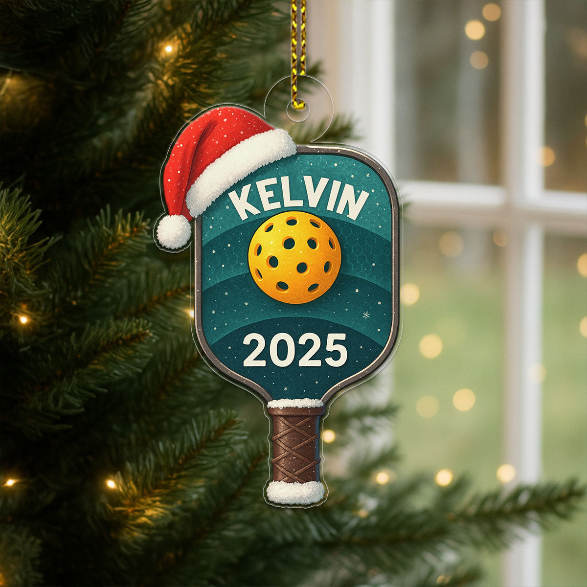 Custom Name Pickleball Racket Acrylic Ornament Christmas Gift
