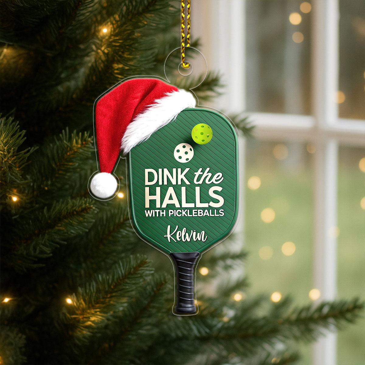 Custom Name Pickleball Santa 2 Acrylic Ornament Christmas Gift