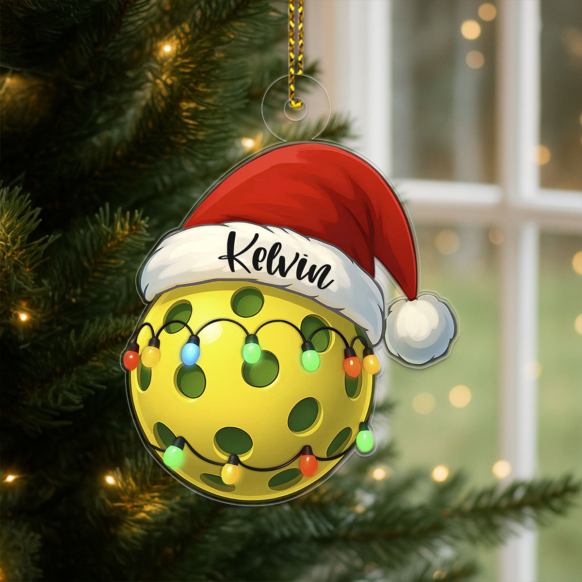 Custom Name Pickleball Santa Acrylic Ornament Christmas Gift