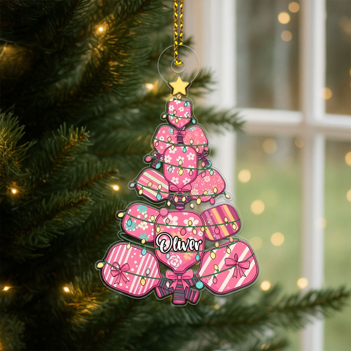 Custom Name Pickleball Xmas Girl Acrylic Ornament Christmas Gift