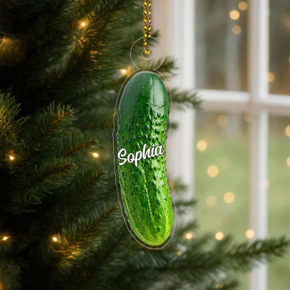 Custom Name Cucumber Xmas Acrylic Ornament Christmas Gift
