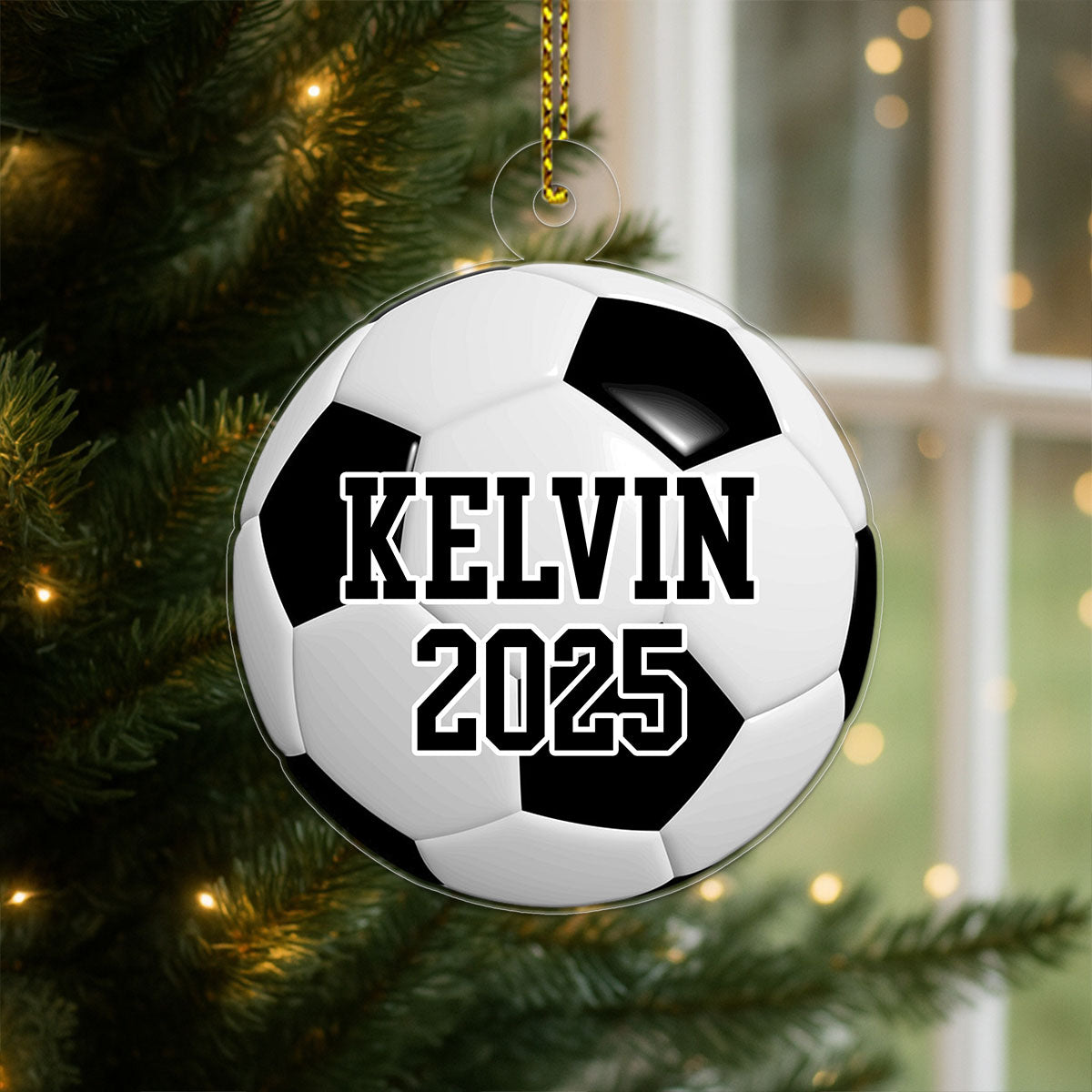 Custom Name Soccer Ball Sport Lover Acrylic Ornament Christmas Gift