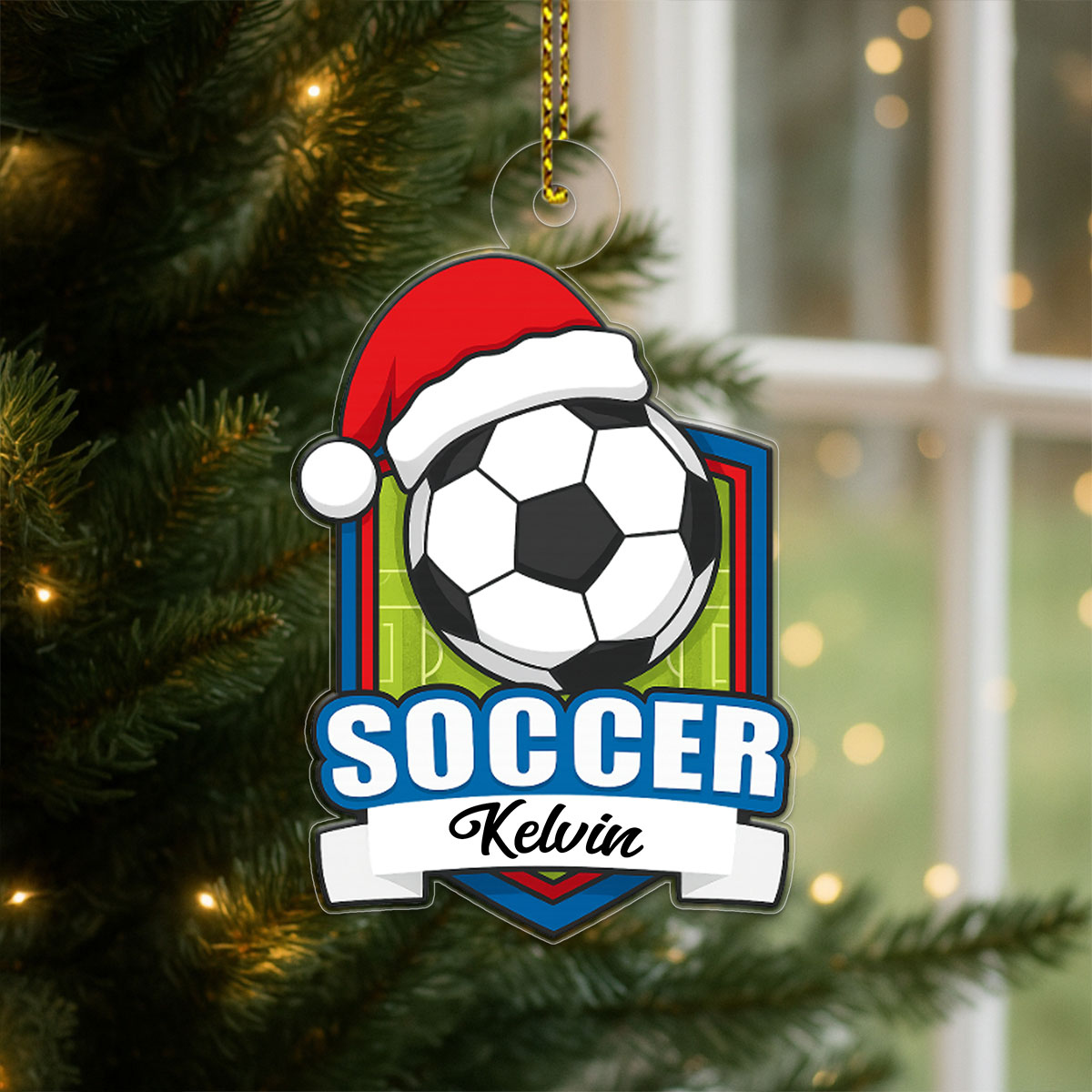 Custom Name Soccer Player Xmas Acrylic Ornament Christmas Gift