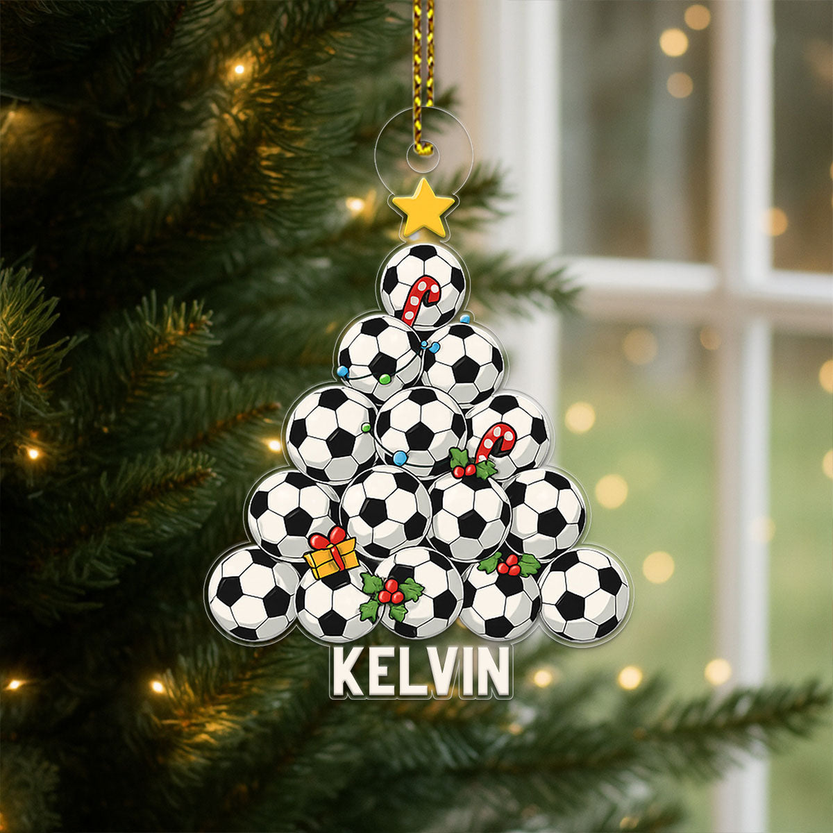 Custom Name Soccer Sport Lover Acrylic Ornament Christmas Gift