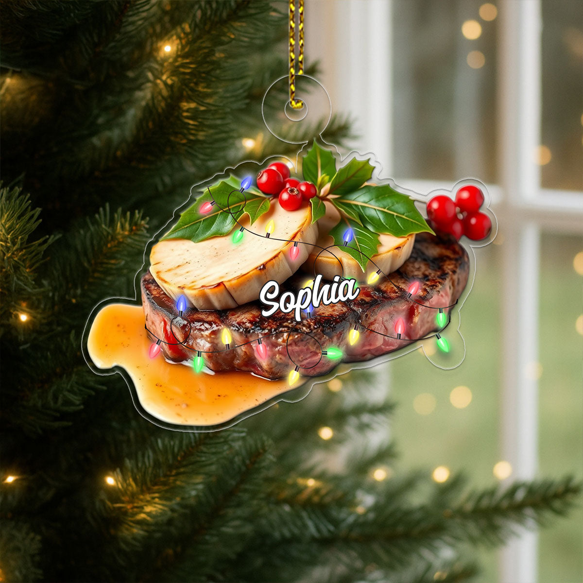 Custom Name Steak Lover Acrylic Ornament Christmas Gift