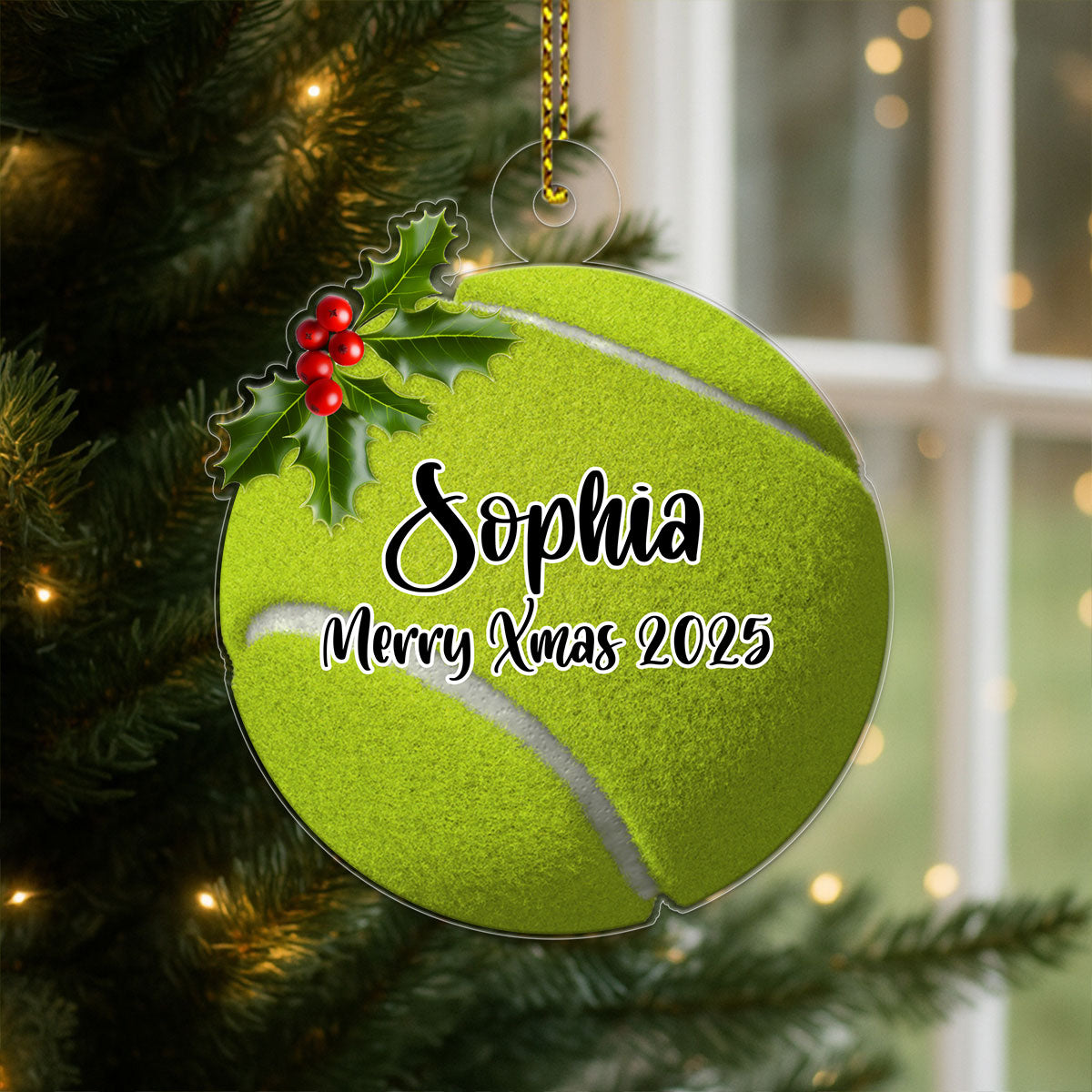 Custom Name Tennis Ball Acrylic Ornament Christmas Gift