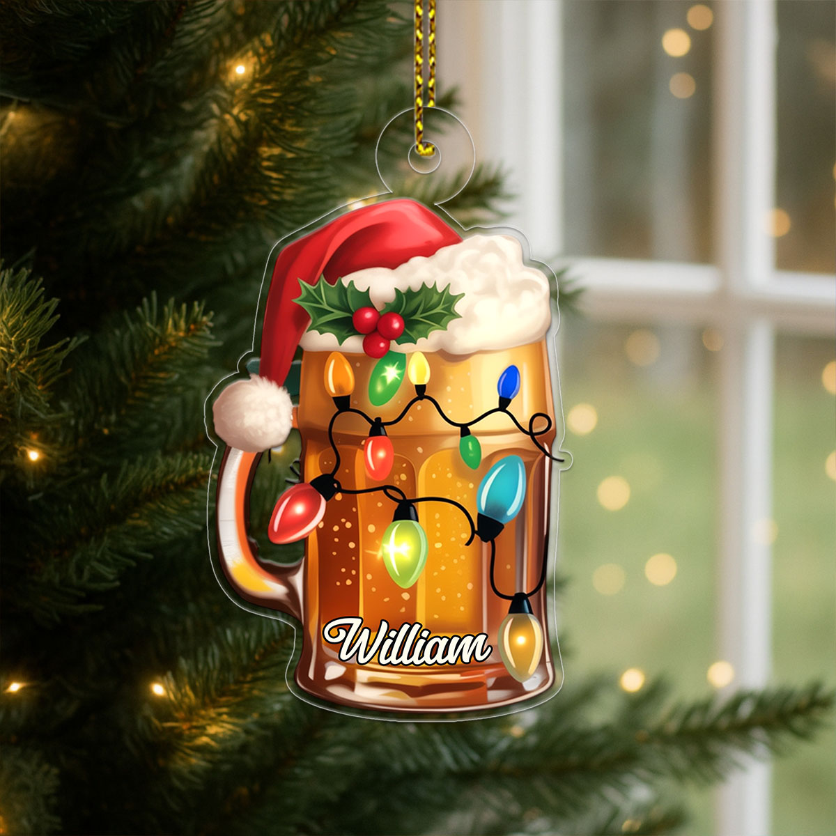 Custom Name Xmas Beer Acrylic Ornament Christmas Gift