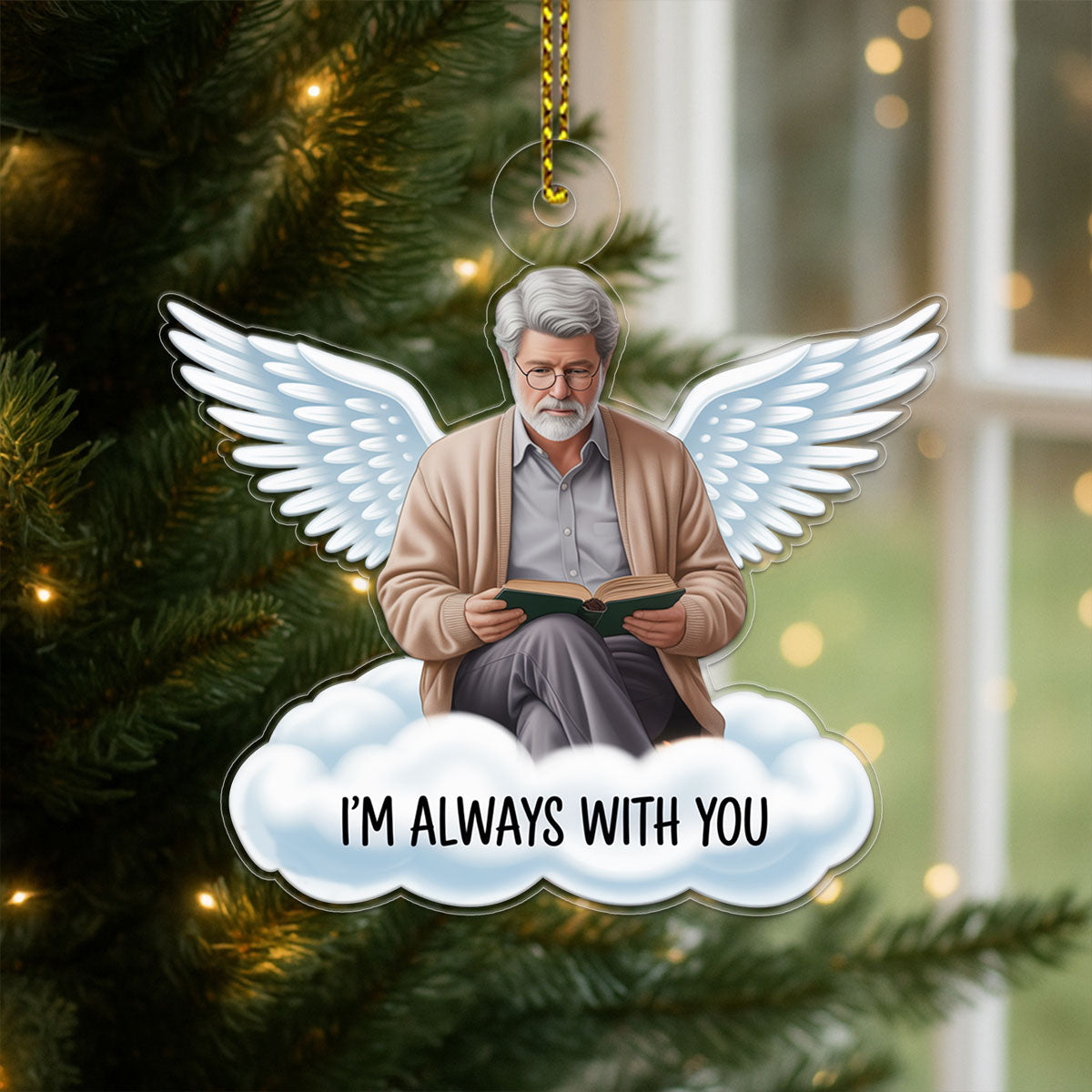 Custom Photo Angel On The Cloud Memorial Acrylic Ornament Christmas Gift