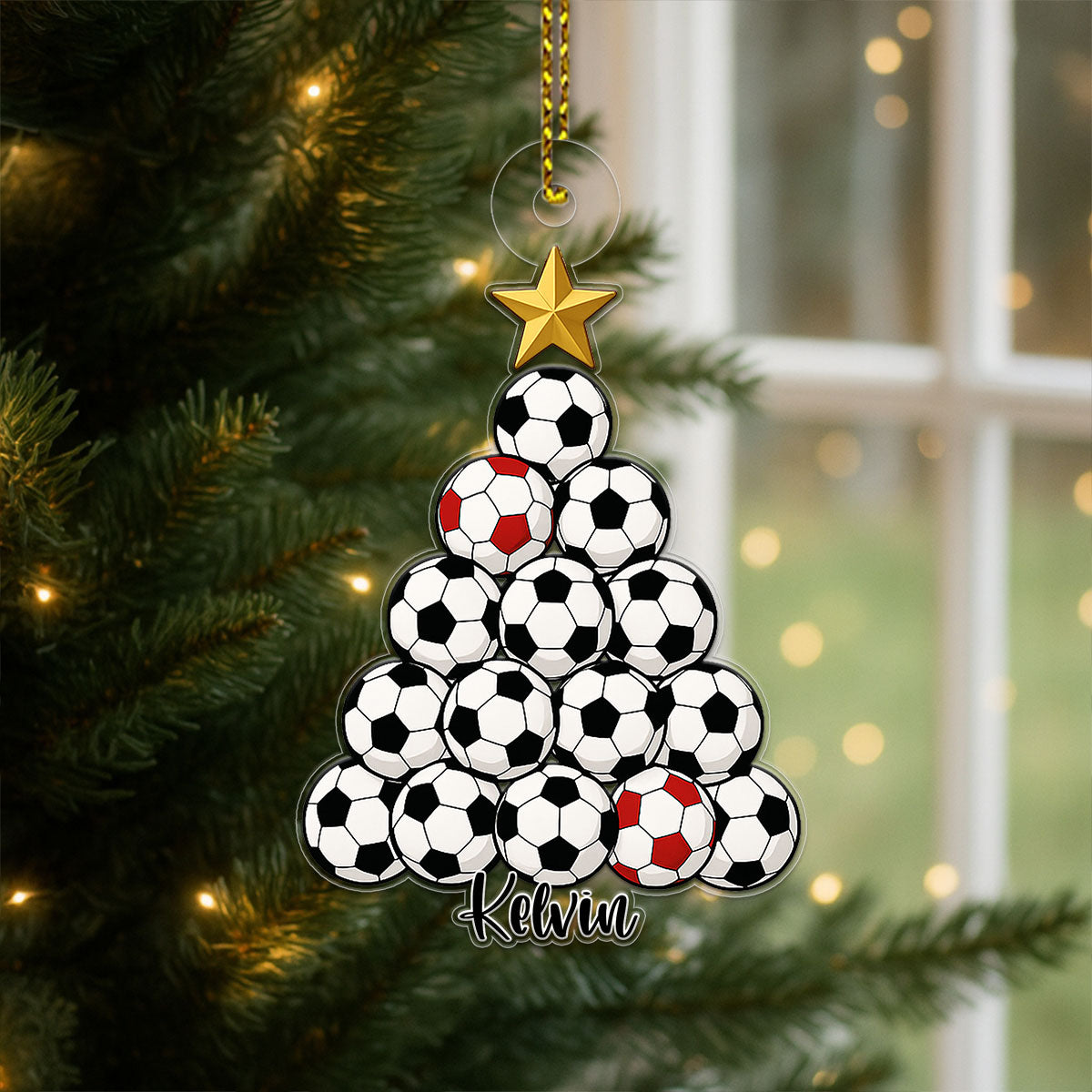 Custom Name Soccer Christmas Acrylic Ornament Christmas Gift