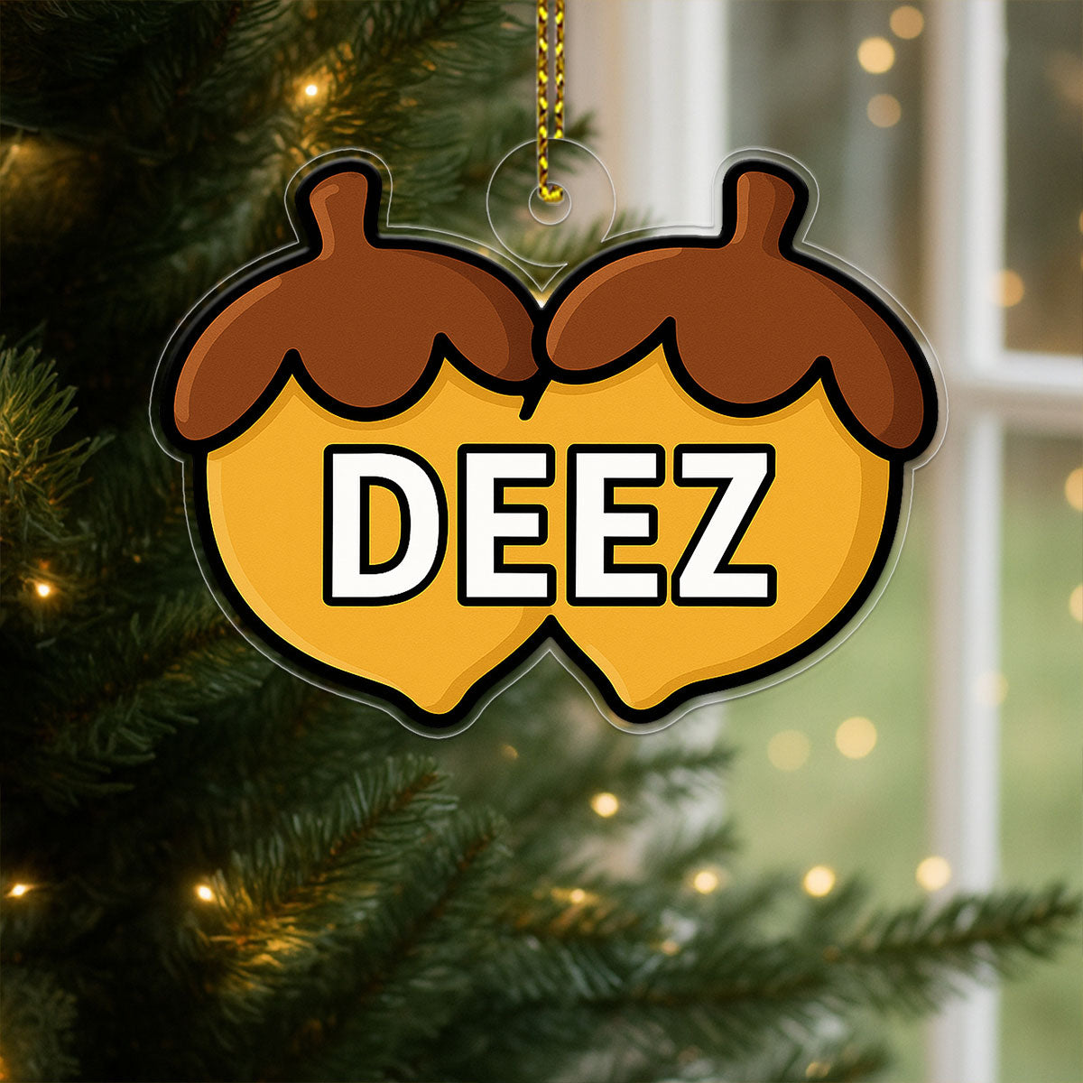 Deez Nuts Ornament, Funny Meme Gag Gift, Christmas Ornament, Holiday Humor Decoration, Adult Christmas Keepsake