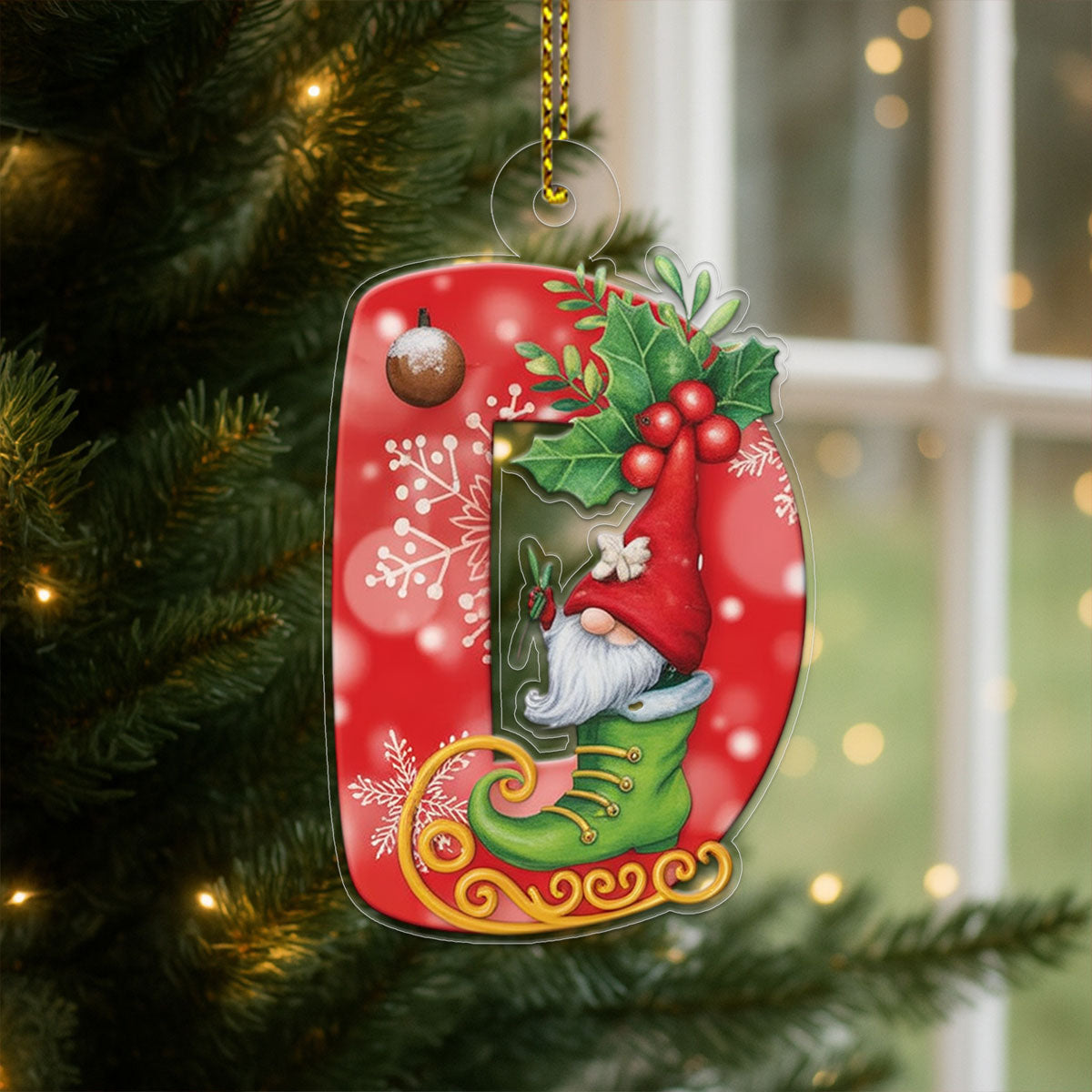 Letter D Xmas Tree Acrylic Ornament Christmas Gift