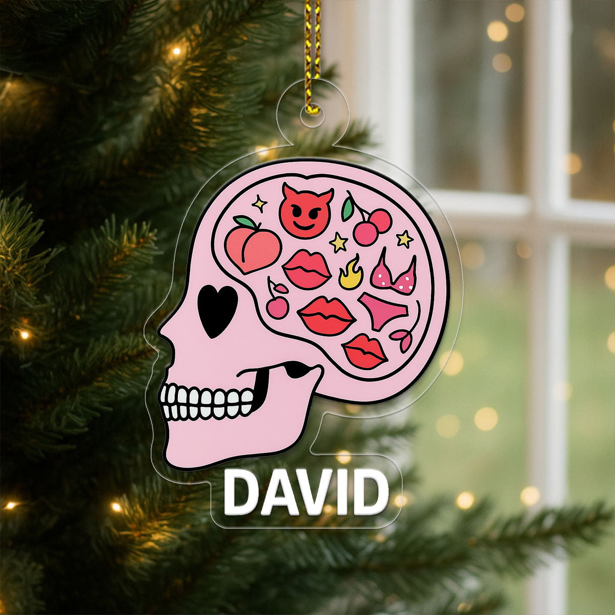 Personalized Funny Adult Brain Acrylic Ornament, Custom Naughty Christmas Ornament, Gag Gift for Friend, Unique Decoration