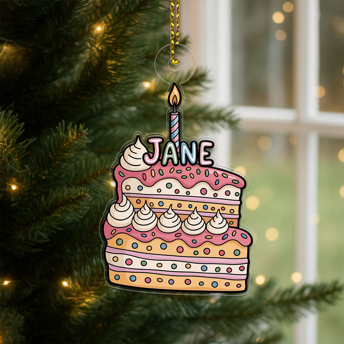 Custom Birthday Cake Ornament, Personalized Funny Christmas Ornament, Party Lover Holiday Gift, Quirky Keepsake Decoration, Xmas Ornament