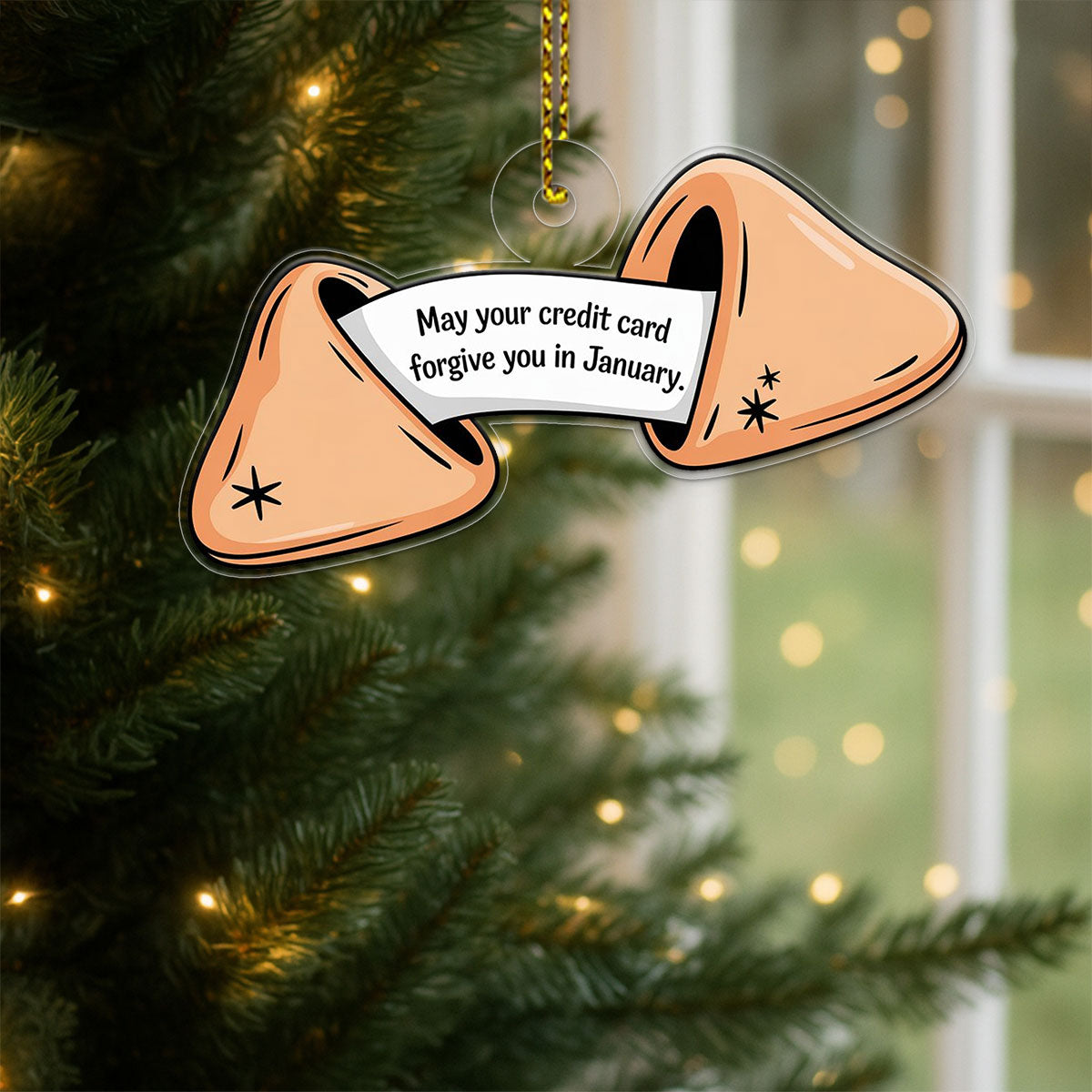 Personalized Funny Fortune Cookie Ornament, Custom Christmas Ornament, Cookies Lover Gift, Gag Gift for Friends, Holiday Humor Decoration