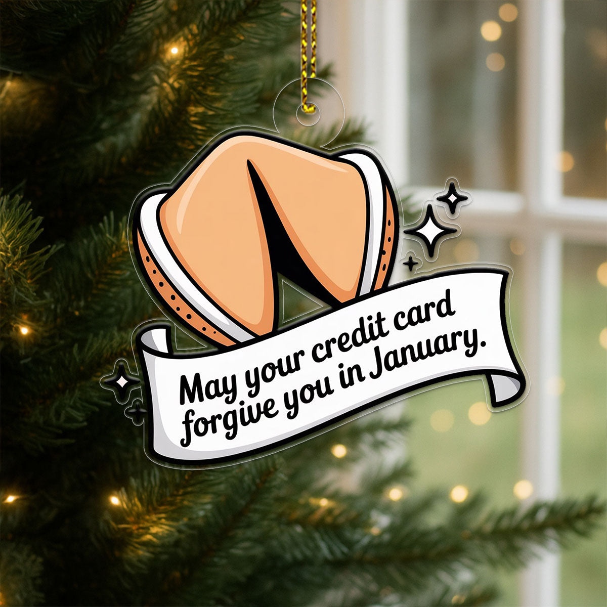 Funny Personalized Fortune Cookie Ornament, Custom Holiday Decoration, Gag Gift for Friends, Food Lover Christmas Keepsake, Unique Ornament