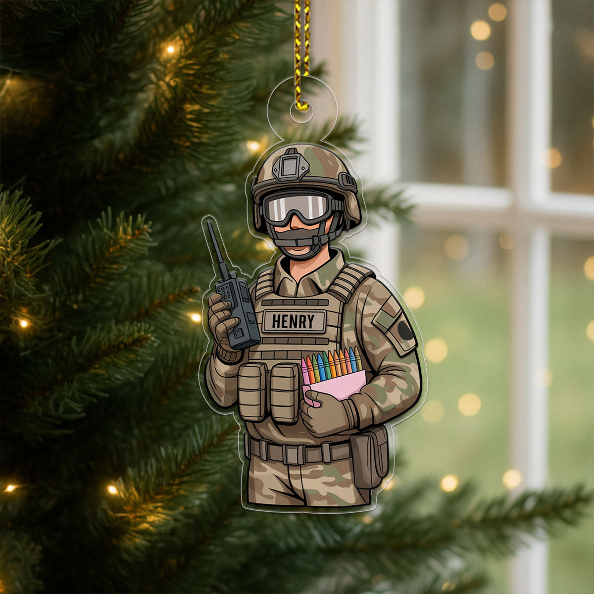 Custom Name Veterans For Military Acrylic Ornament Christmas Gift