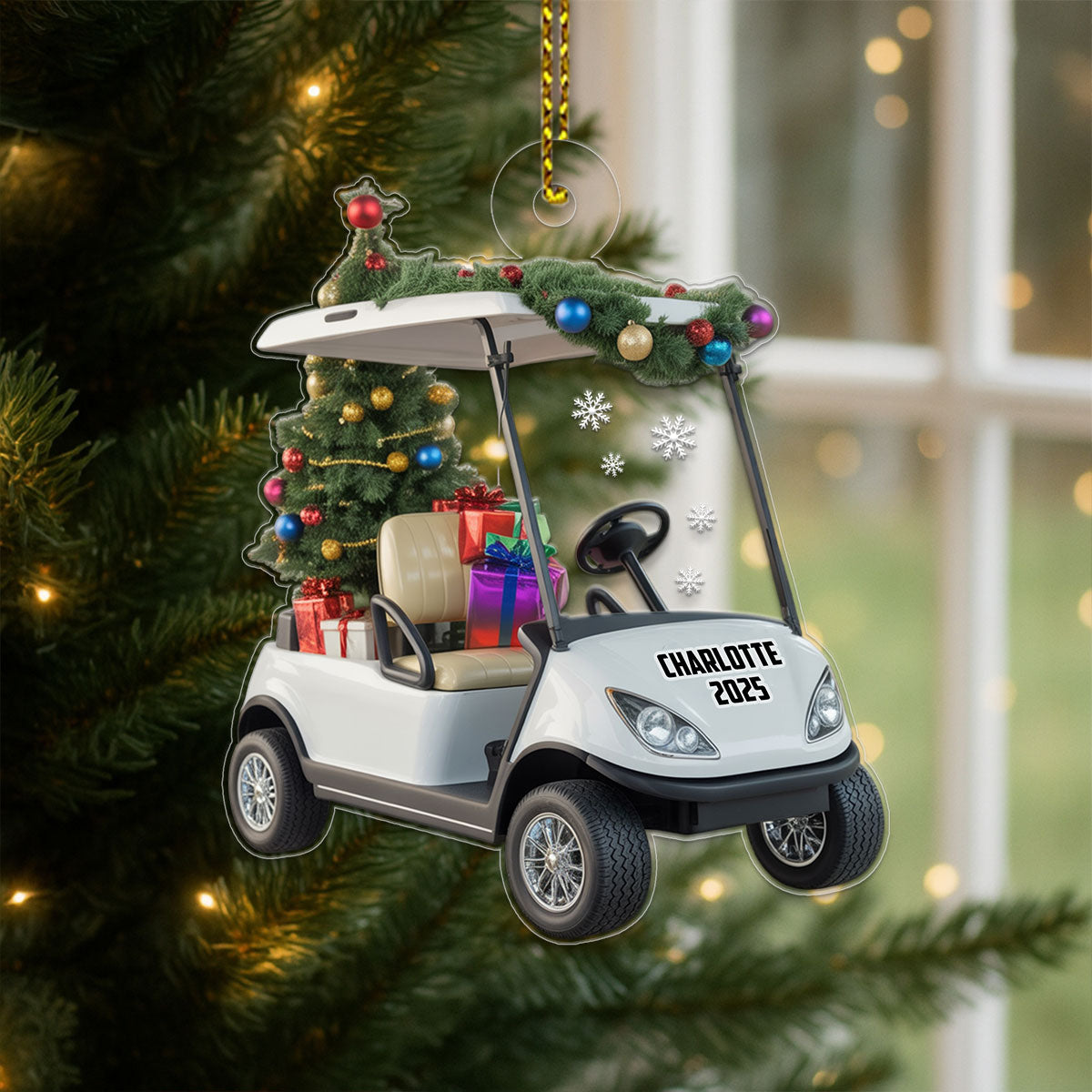 Personalized Golf Cart Xmas Gift Acrylic Ornament Christmas Gift
