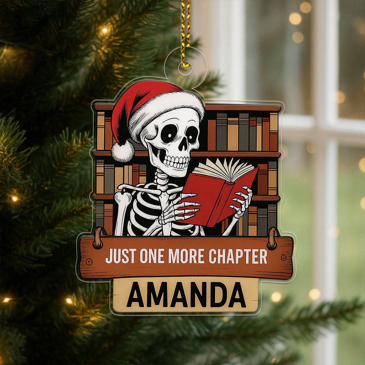 Personalized Just One More Chapter Ornament, Custom Book Lover Christmas Ornament, Holiday Reading Gift, Bookworm Decor, Literary Keepsake