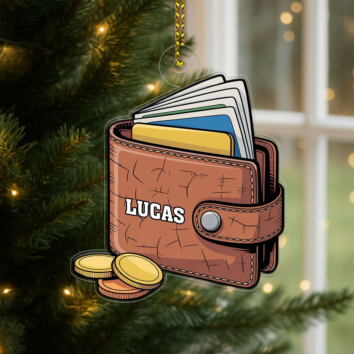 Personalized Men Wallet Ornament, Custom Christmas Ornament for Him, Holiday Gift for Men, Unique Keepsake Decoration, Funny Xmas Ornament