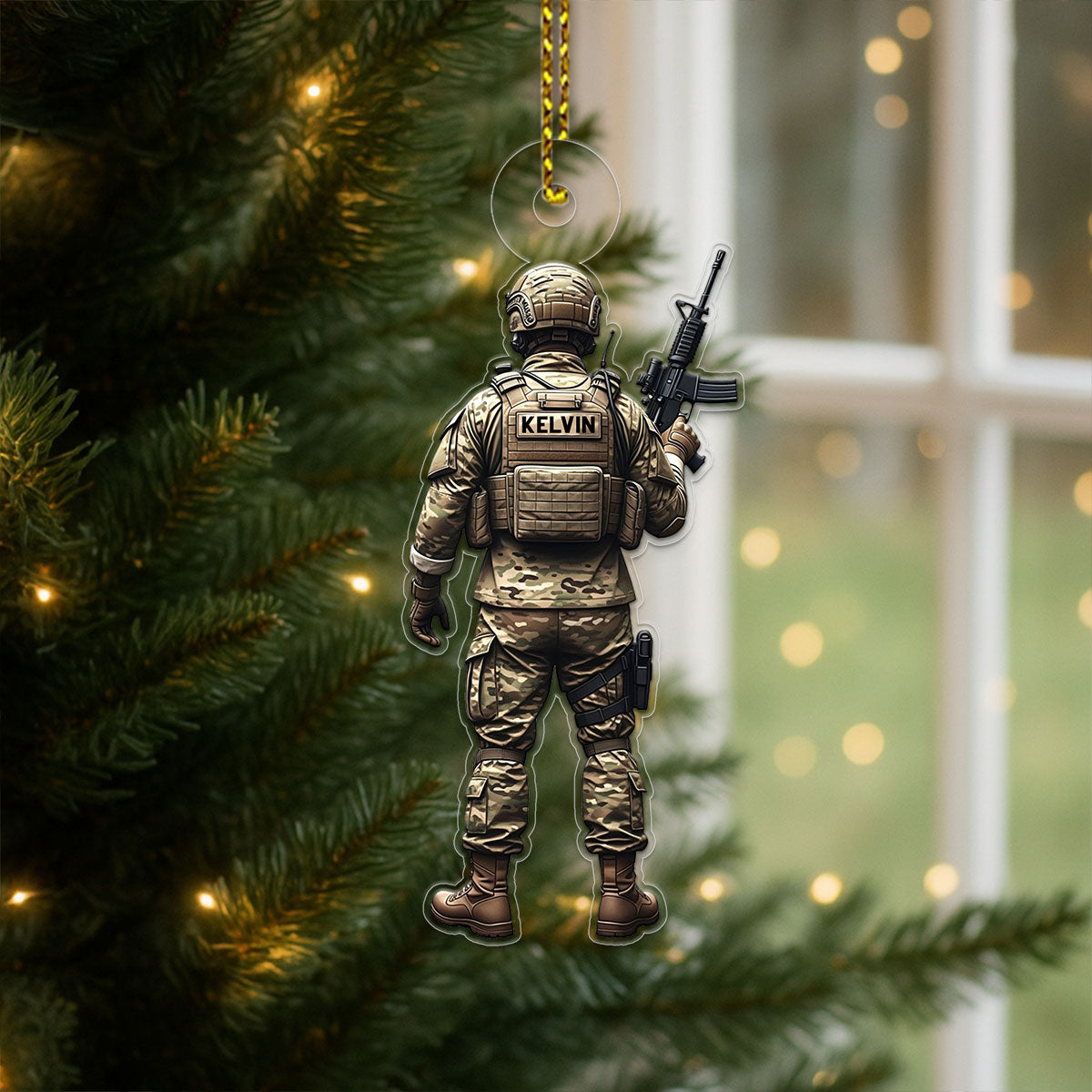 Personalized Military Uniform Army Acrylic Ornament Christmas Gift