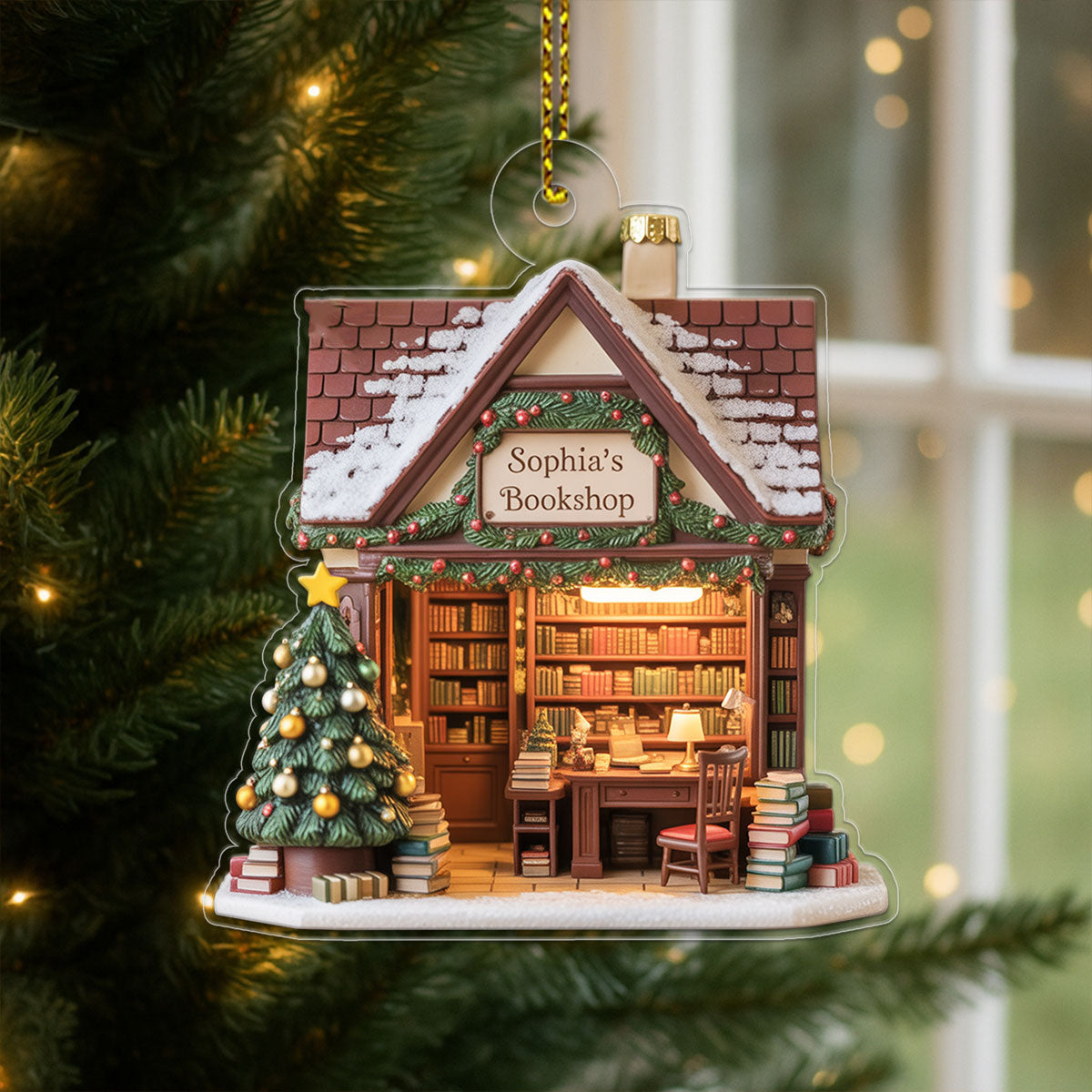 Personalized Name Bookstore Xmas Acrylic Ornament Christmas Gift