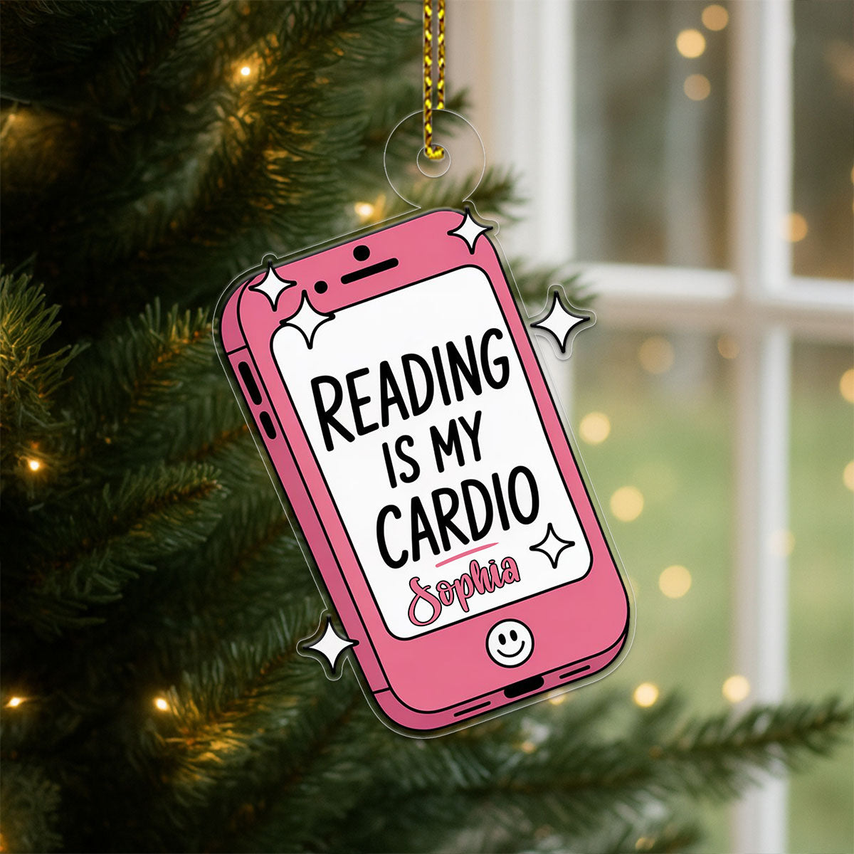 Personalized Reading Is My Cardio Kindle Ornament, Custom Book Lover Christmas Ornament, Funny Reading Gift, Holiday Keepsake for Readers