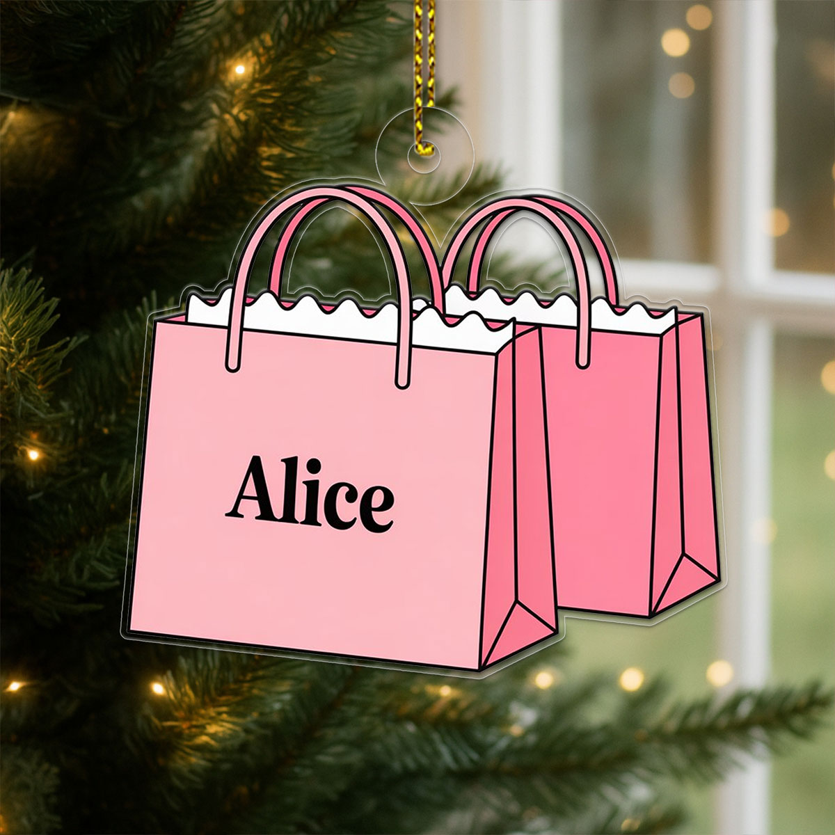 Personalized Shopping Bag Ornament, Custom Funny Christmas Ornament, Shopaholic Holiday Gift, Fashion Lover Decoration, Unique Xmas Keepsake