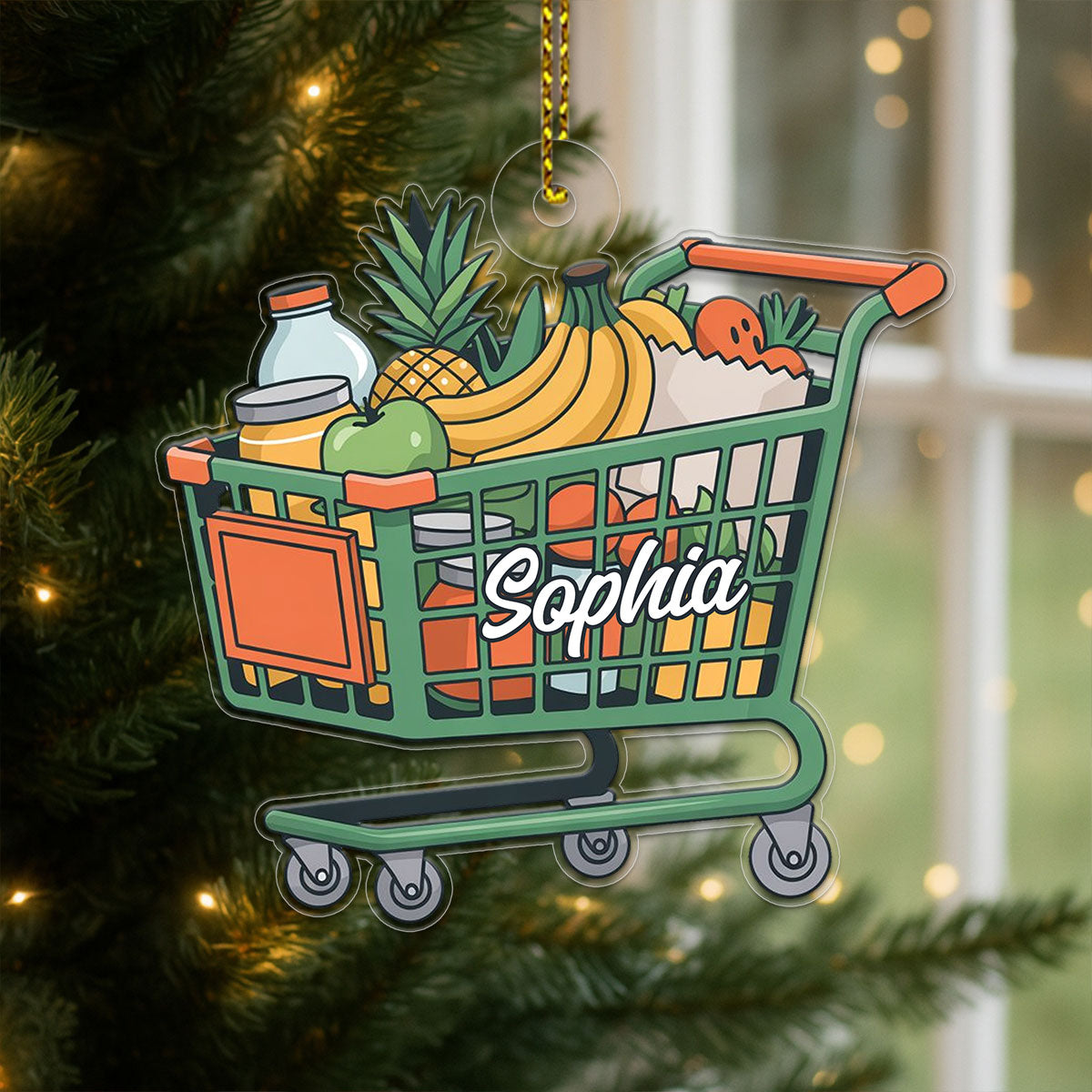 Personalized Shopping Cart Ornament, Custom Funny Christmas Ornament, Shopaholic Holiday Gift, Quirky Decoration, Unique Xmas Keepsake